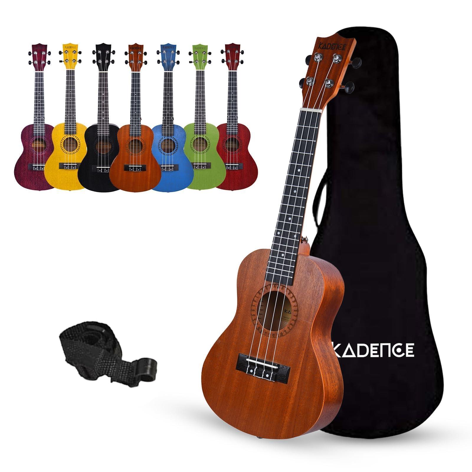 Kadence Concert Ukulele 23" Spring Summer Collection of Ukuleles- Matt Finish with Strap & Bag (Cinnamon Brown)