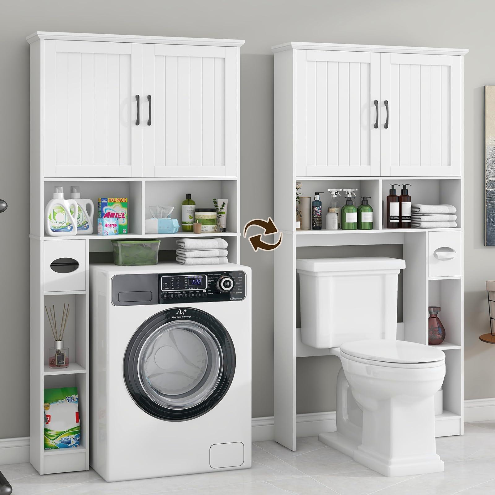 Over The Toilet Storage Cabinet, Farmhouse Storage Cabinet Over Toilet with Barn Door& Toilet Paper Holder Stand，Home Space-Saving Toilet Rack, for Bathroom, Restroom, Laundry. - Image 6