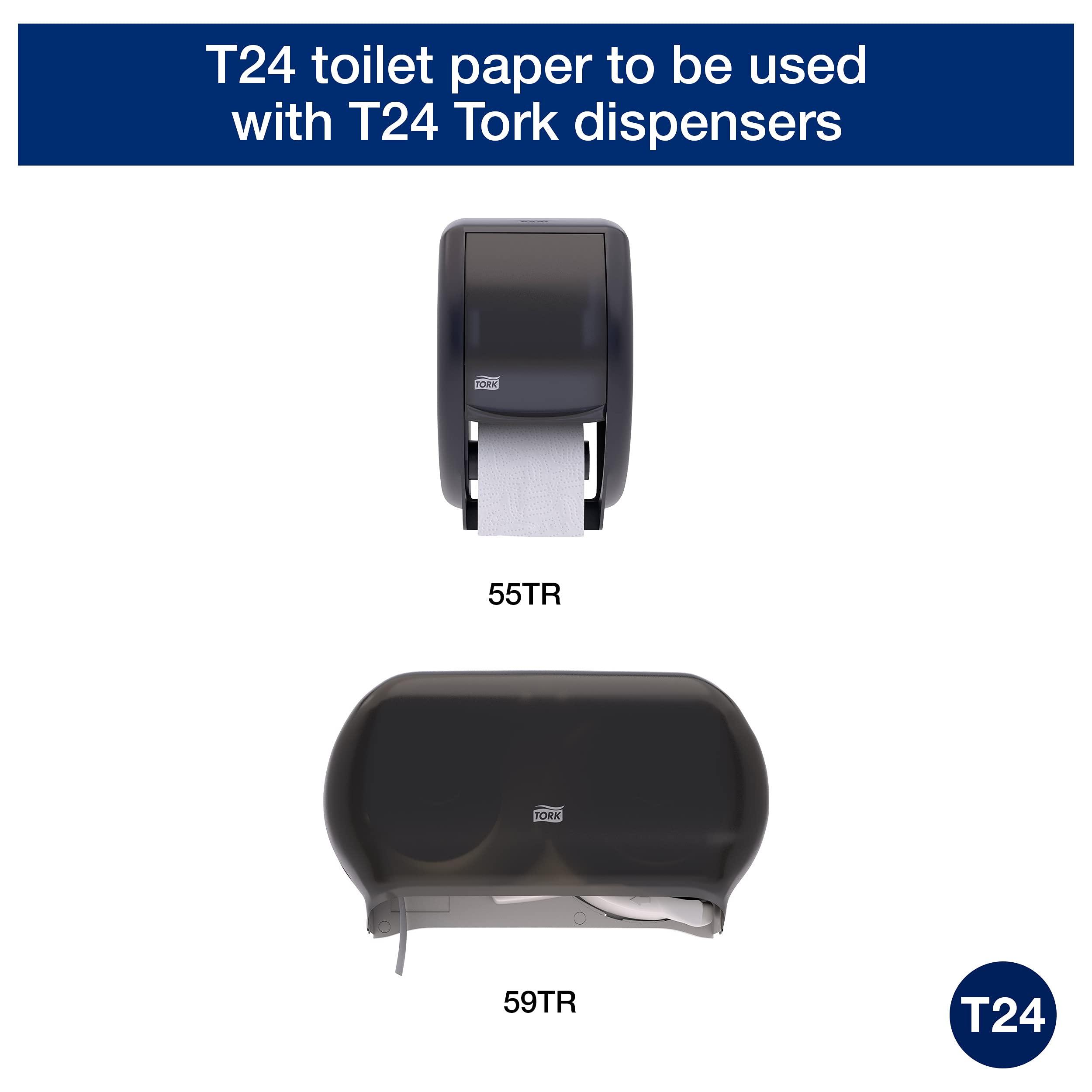 Tork Advanced Toilet Paper Roll, White, Compatible with T24 Dispensers, 2-ply, Soft Tissue, 80 rolls x 500 sheets (2461200) - Image 3
