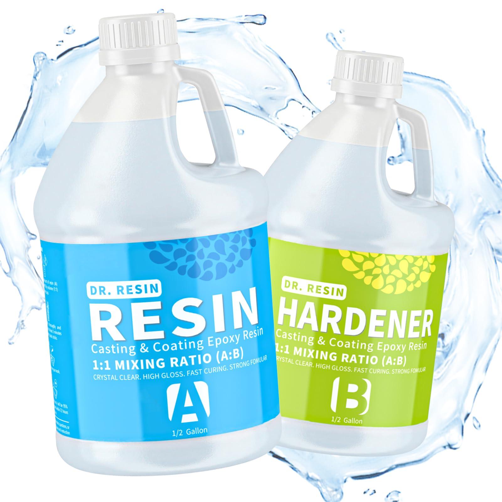 Clear Epoxy Resin Kit 1 Gallon, 2 Part Resina Epoxica for Countertop Wood Table Bar top, Self-Leveling Food Safe Crystal Casting Resin Coat for Crafts Art Jewelry Tumbler Coasters Tabletop DIY