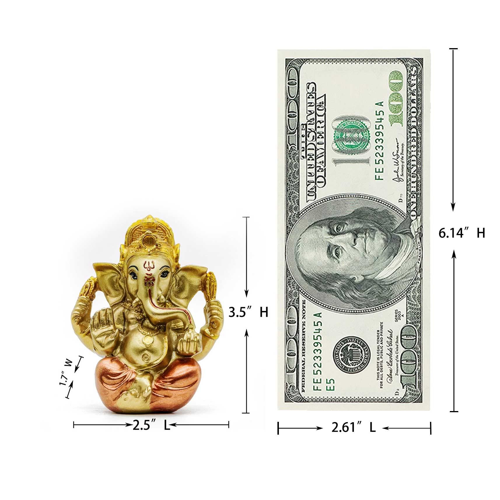 Hindu Ganesh for Car Dashboard - Indian Mini Ganesha Statue Decor India Home Office Temple Mandir Pooja Items Diwali Gift Murti Ganpati Idol Yoga Zen Meditation Room Altar Shrine Kit - Image 3