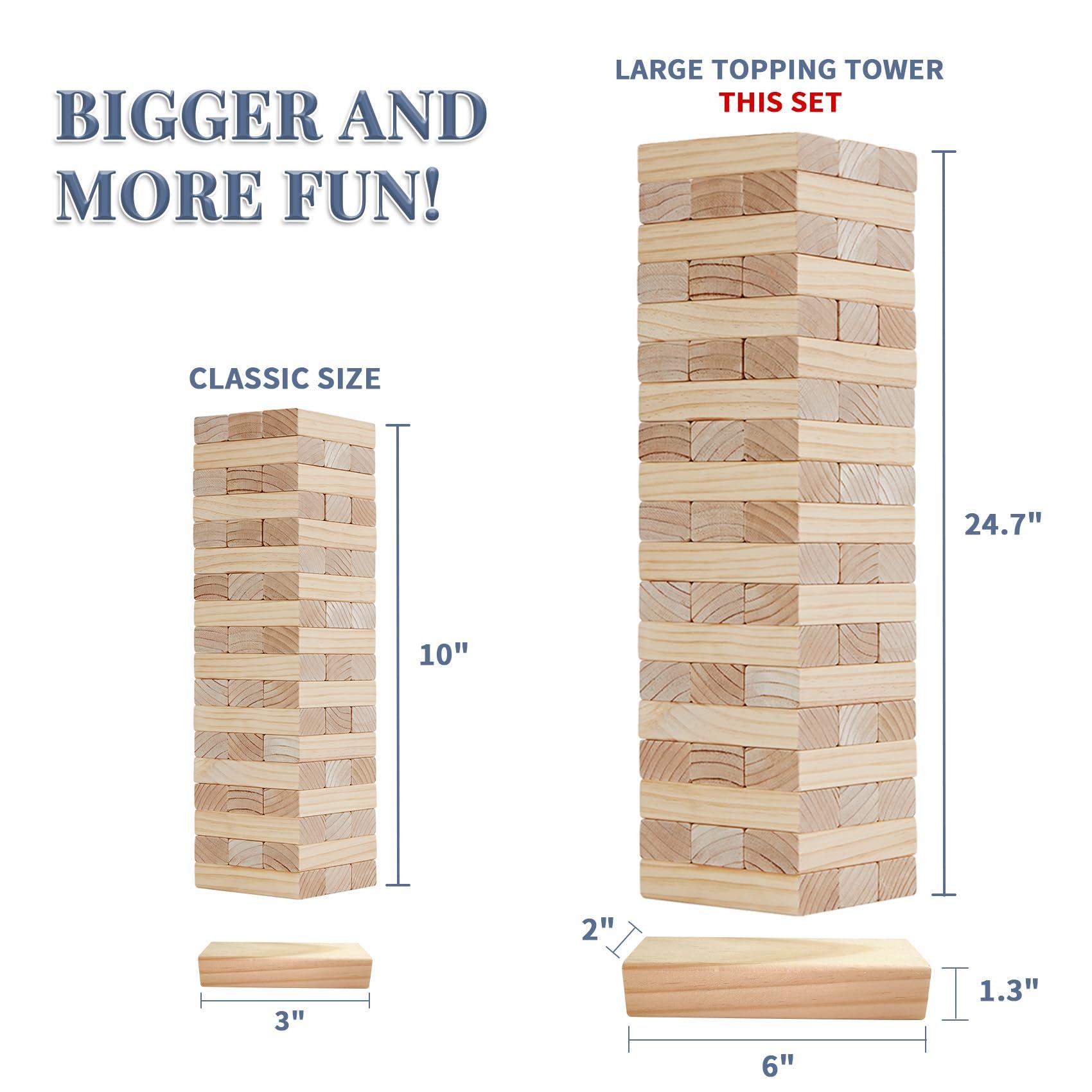 Megwoz Giant Tumble Tower Games for Kids and Adults 57 Blocks New Zealand Pine Wooden Blocks Stacking to Over 4.2FT Family Games for Indoors Outdoors Yard Games for Family - Image 2