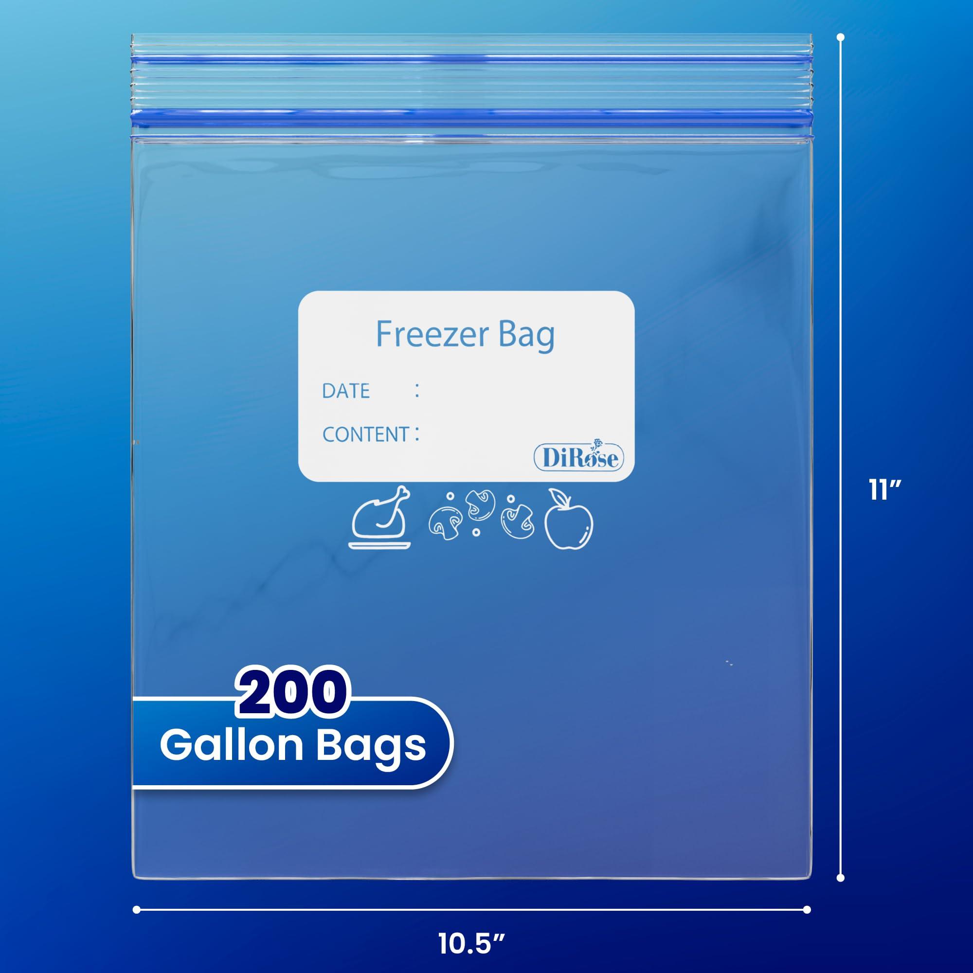 DiRose Reclosable Freezer Bags - 1 Gallon Size (200 Pack) | Double Zipper, Airtight Seal, BPA-Free, Premium Thick Heavy-Duty Bags for Safe and Secure Food Storage - Image 2
