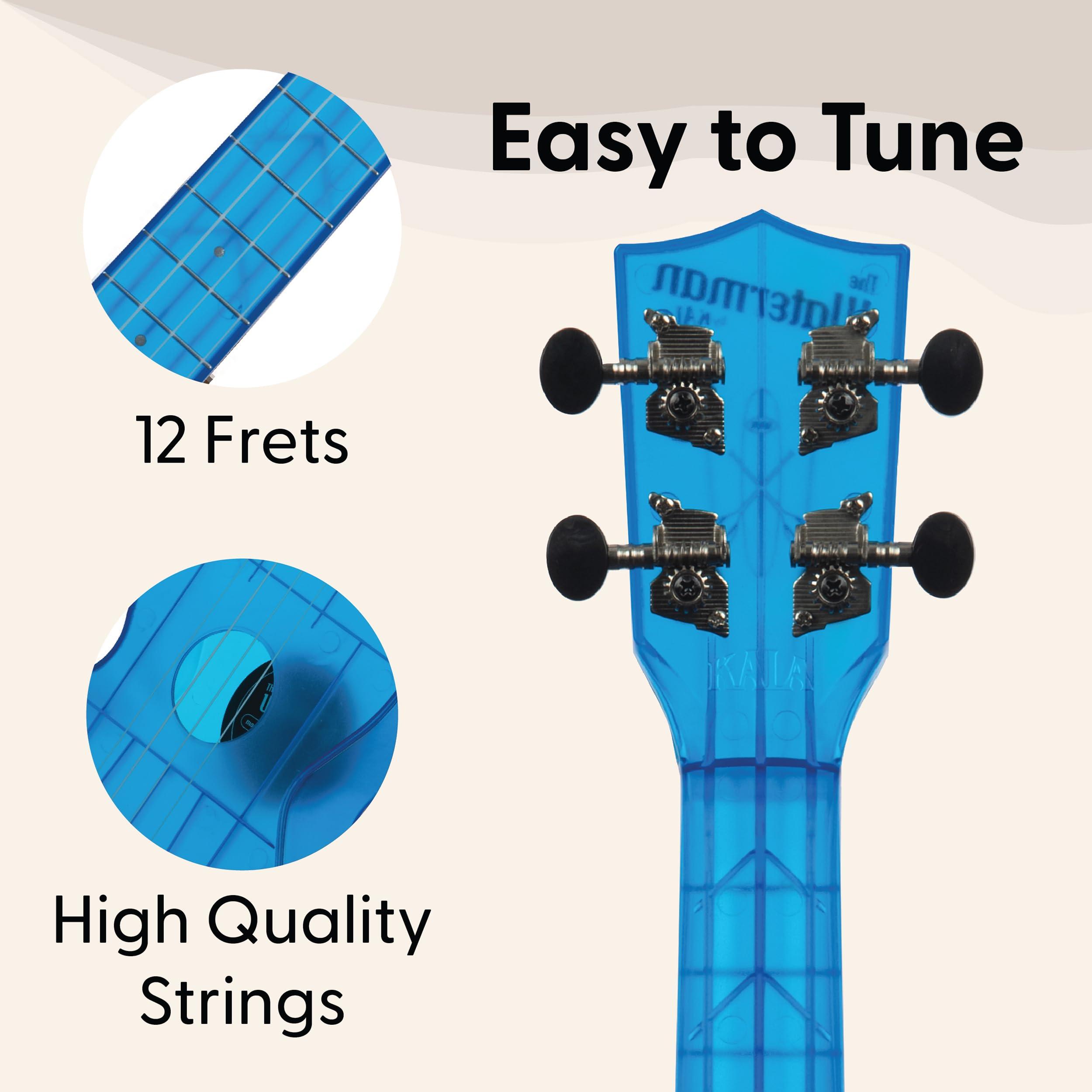 Kala Brand Music Co. The Waterman Sea Glass Collection, 4-String Ukulele, Right, Cobalt Blue, Soprano (KA-WMT-BL-S) - Image 5