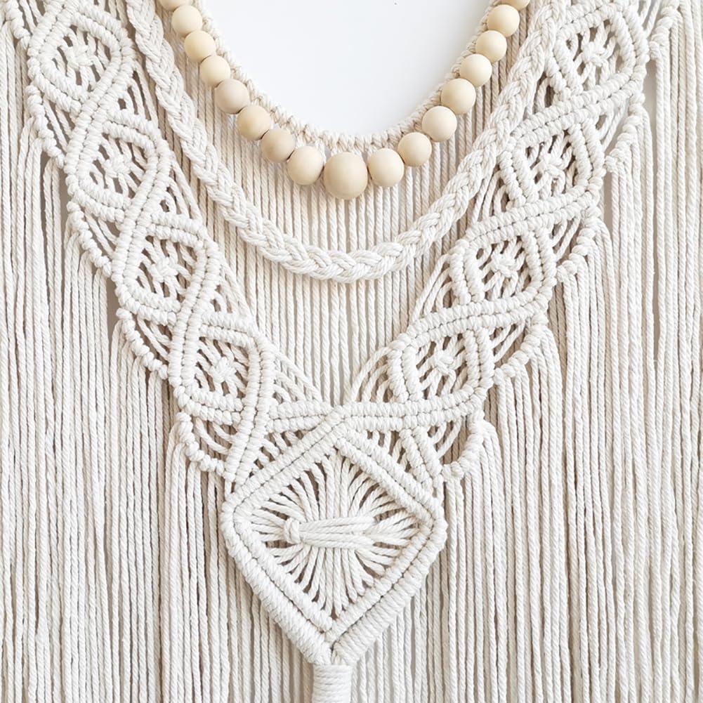 Achart Macrame Wall Hanging Large- Boho Wall Decor- large wall art- Wall Decor Living Room- Macrame Tapestry Boho Decor for Bedroom (Wooden Bead) - Image 3