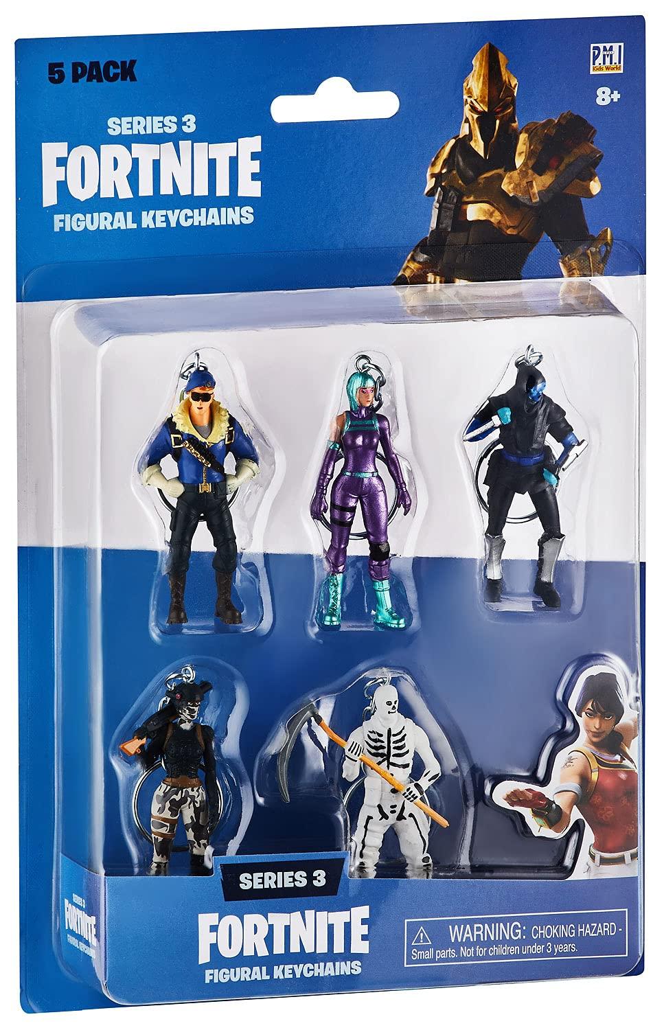 Fortnite Character Keychains 5-Blister Pack - Authentic Piece with Keychain - Popular Fornite Battle Royale Toy Characters - Series 3 Collection for Boys & Girls