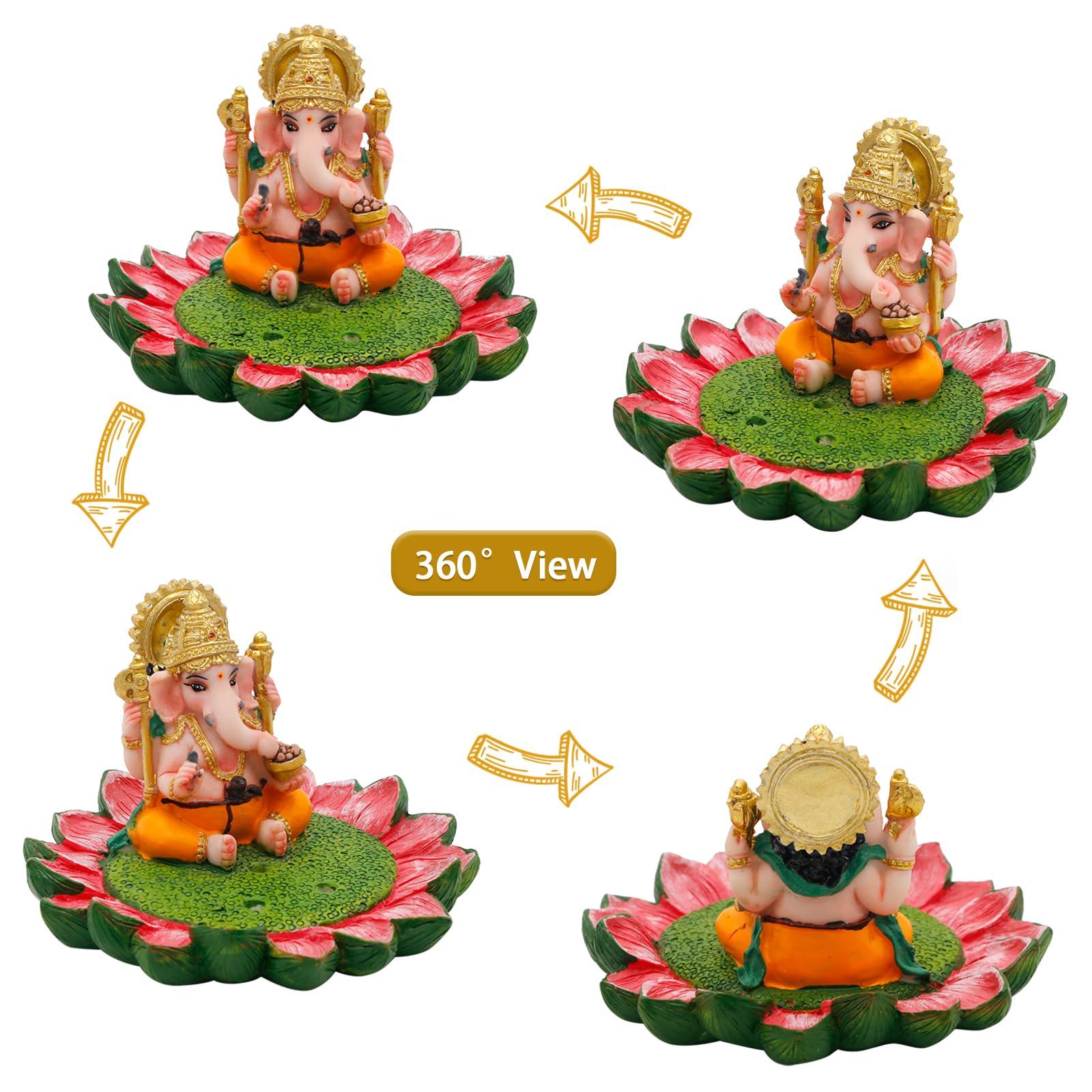 alikiki Hindu God Ganesha Idol Statue - 3.8" L Ganesh Incense Burner/Holder India Ganapati Pooja Item Home Office Temple Mandir Shrine Altar Diwali Puja Decor Ideal Gifts for Indian Friend Relative - Image 4