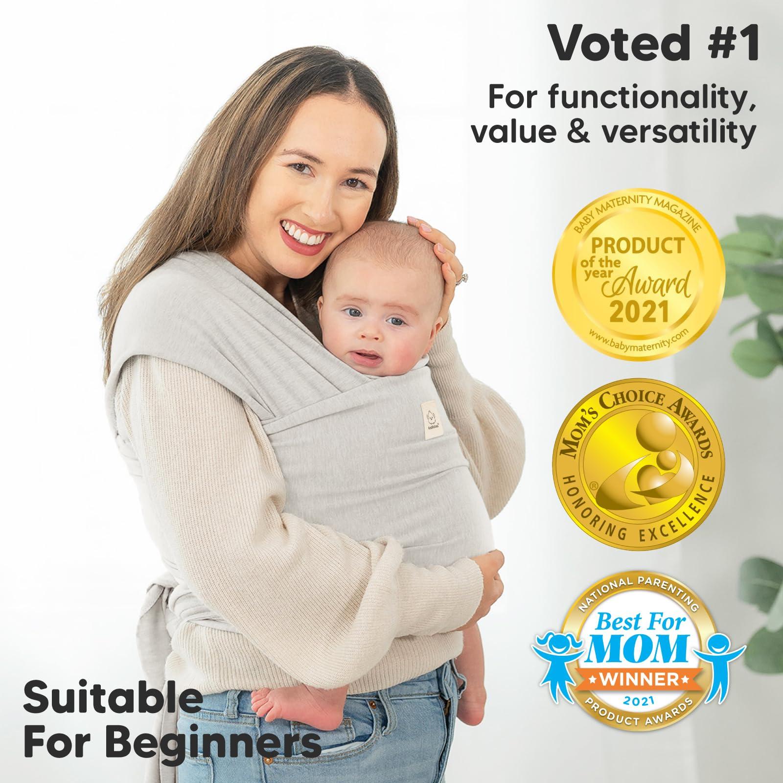 KeaBabies Baby Wrap Carrier - All in 1 Original Baby Carrier Newborn to Toddler Sling, Easy to Wear, Hands Free Bonding, Lightweight, Breathable Infant Wraps (Rhino Gray) - Image 3