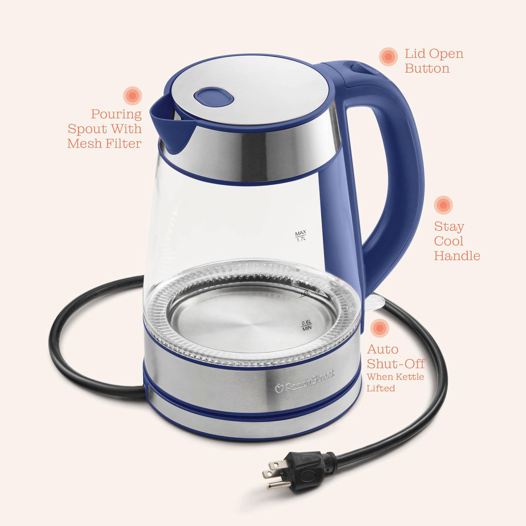 Speed-Boil Water Electric Kettle, 1.7L 1500W, Coffee & Tea Kettle Borosilicate Glass, Wide Opening, Auto Shut-Off, Cool Touch Handle, LED Light. 360° Rotation, Boil Dry Protection - Image 9