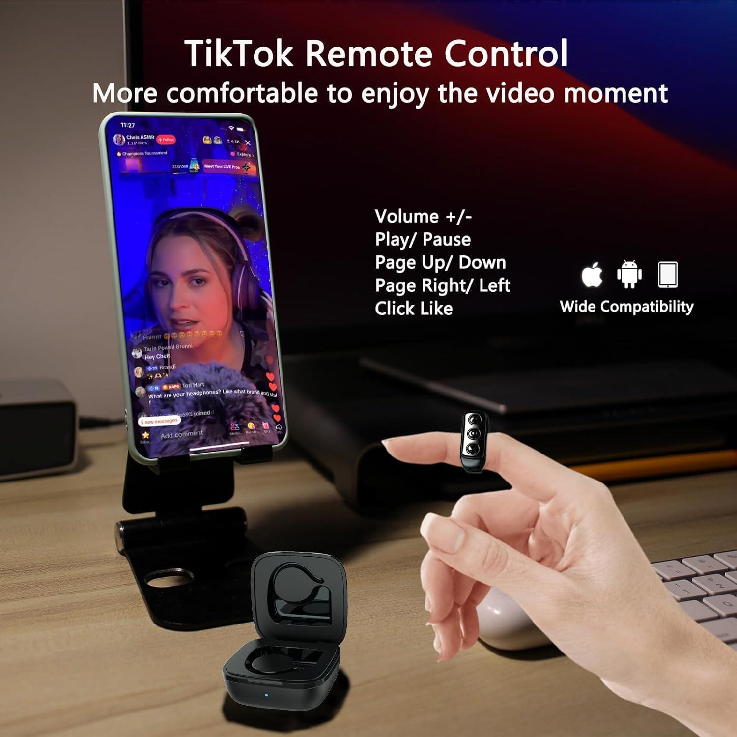 ZOZVO TikTok Scrolling Ring, Bluetooth Page Turner, Camera Remote, Long Battery Life, Compatible with iOS & Android, Up to 30ft Range, Black - Image 3
