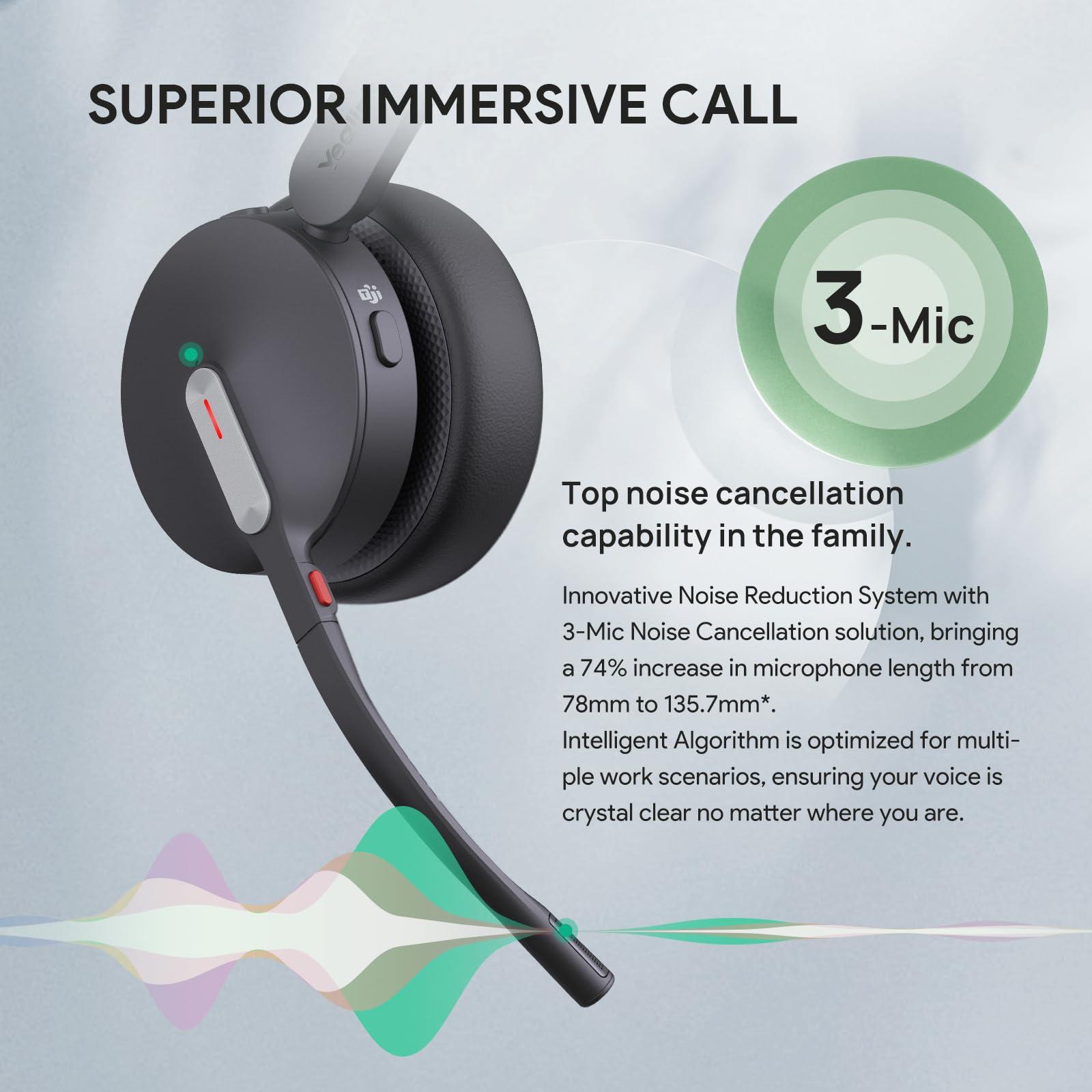 Yealink BH70 Mono Wireless Bluetooth Headset with Microphone for Work, up to 35h Talking Battery Life, 3-Mic Noise Cancellation, 91g Lightweight Microsoft Teams Certified Work Headsets for PC - Image 5