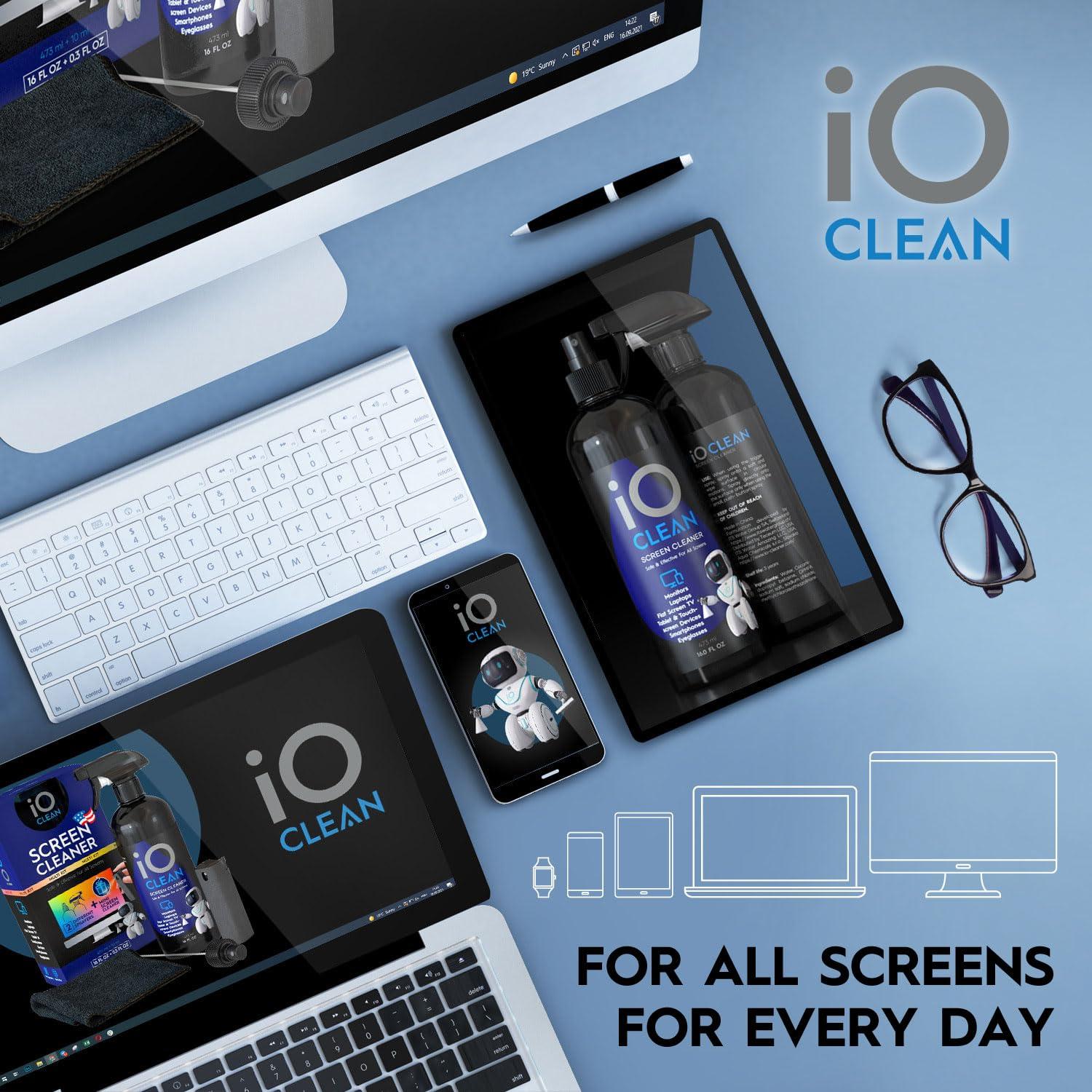 Screen Cleaner Spray (16oz - 473ml) – Best Large Cleaning Kit for LCD LED OLED TV, Smartphone, iPad, Laptop, Touchscreen, Computer Monitor, Electronic Devices, Microfiber Cloth Wipes and 2 Nozzles - Image 6