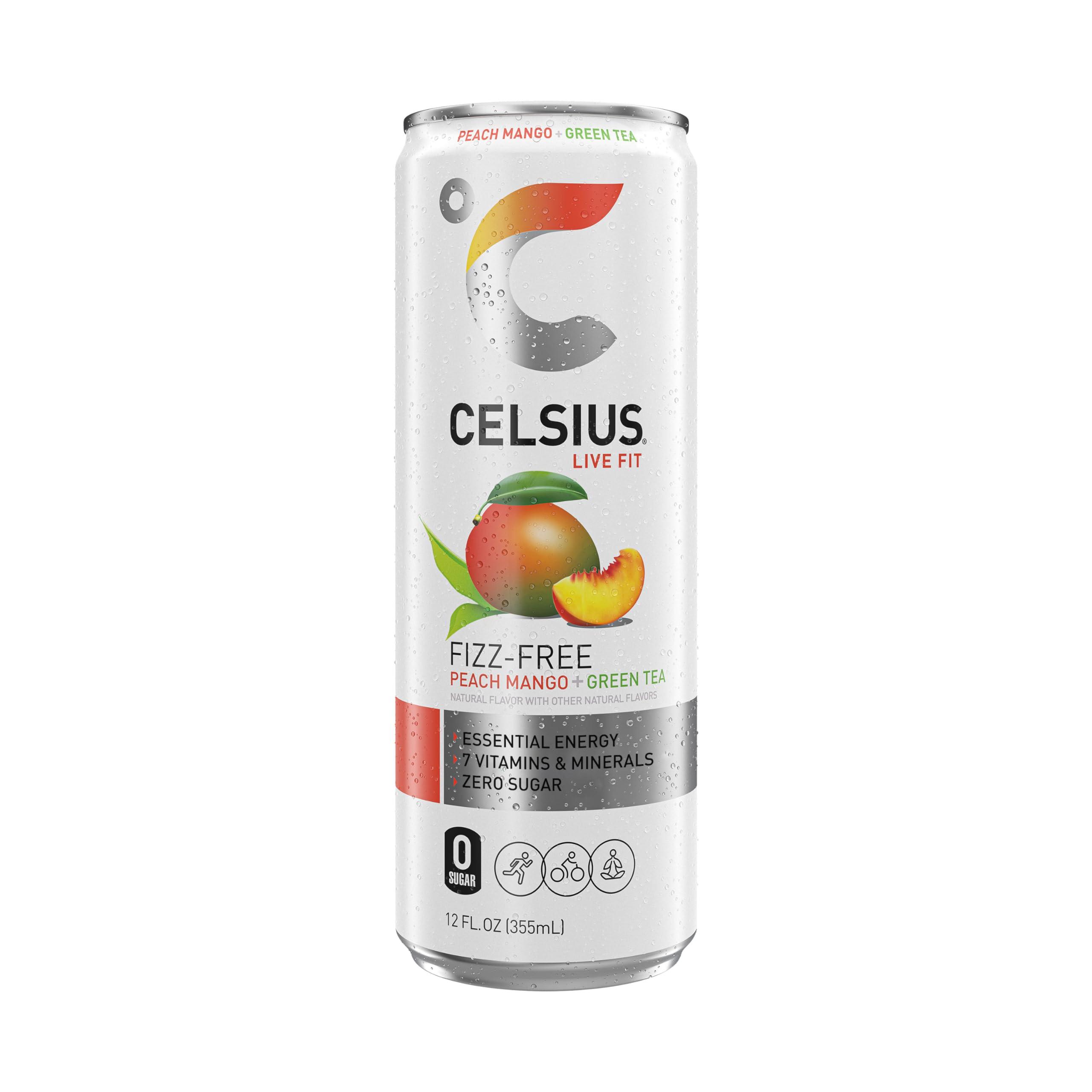 CELSIUS Peach Mango Green Tea, Functional Essential Energy Drink 12 Fl Oz (Pack of 12) - Image 5