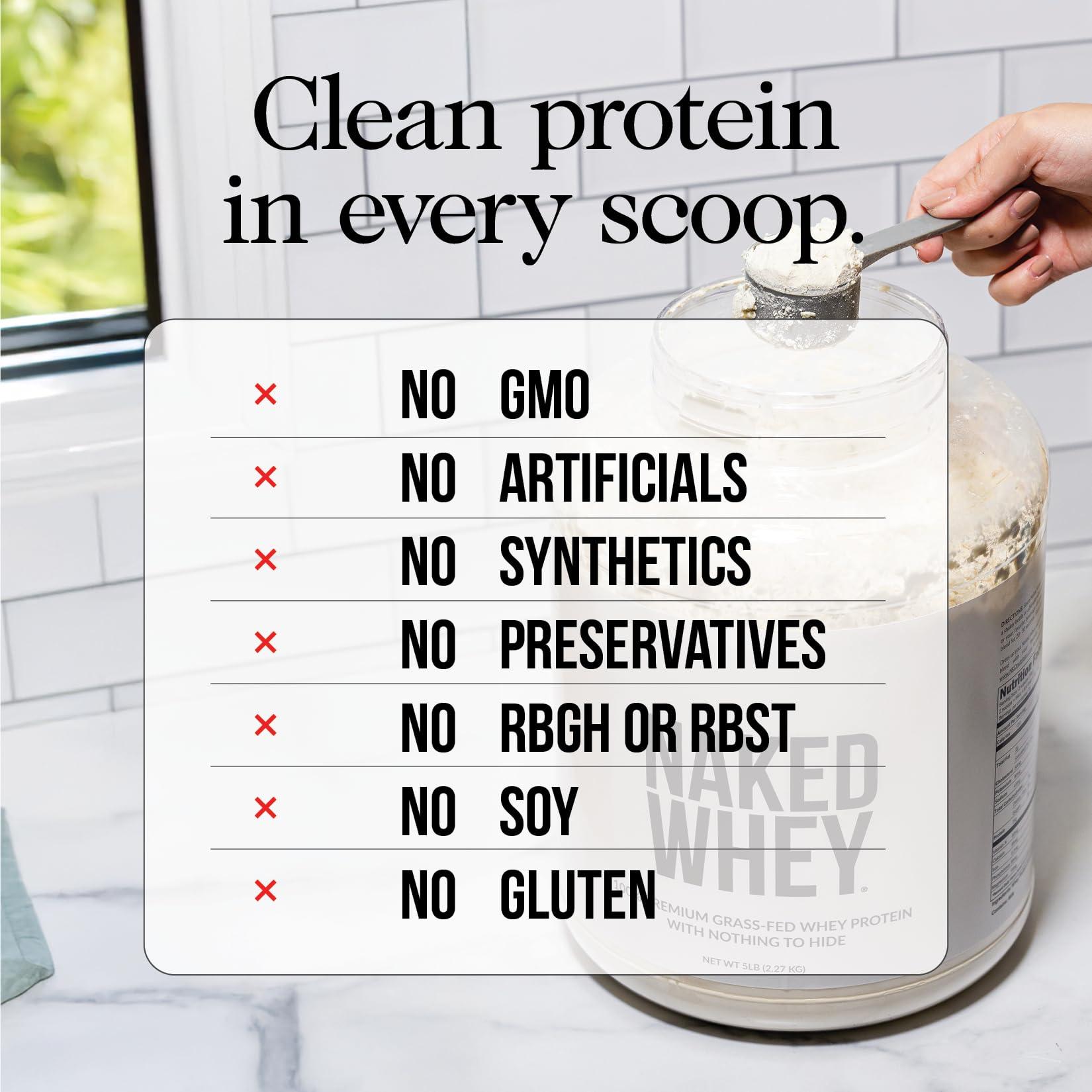 NAKED Whey Chocolate Protein Powder - Only 3 Ingredients - Grass Fed Whey Protein Powder, Organic Chocolate and Organic Coconut Sugar, No GMO, No Soy, and Gluten Free - 24 Servings - Image 4