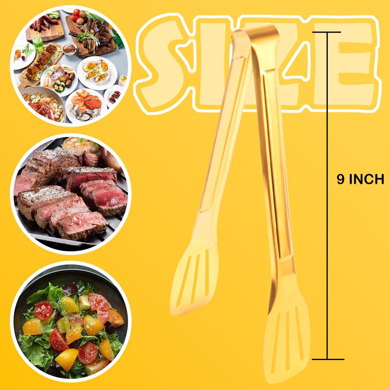 4 Pack Gold Serving Tongs,Metal Serving tongs,for buffet,party,9 Inch,Gold Utensills,(tongs for serving food) - Image 3