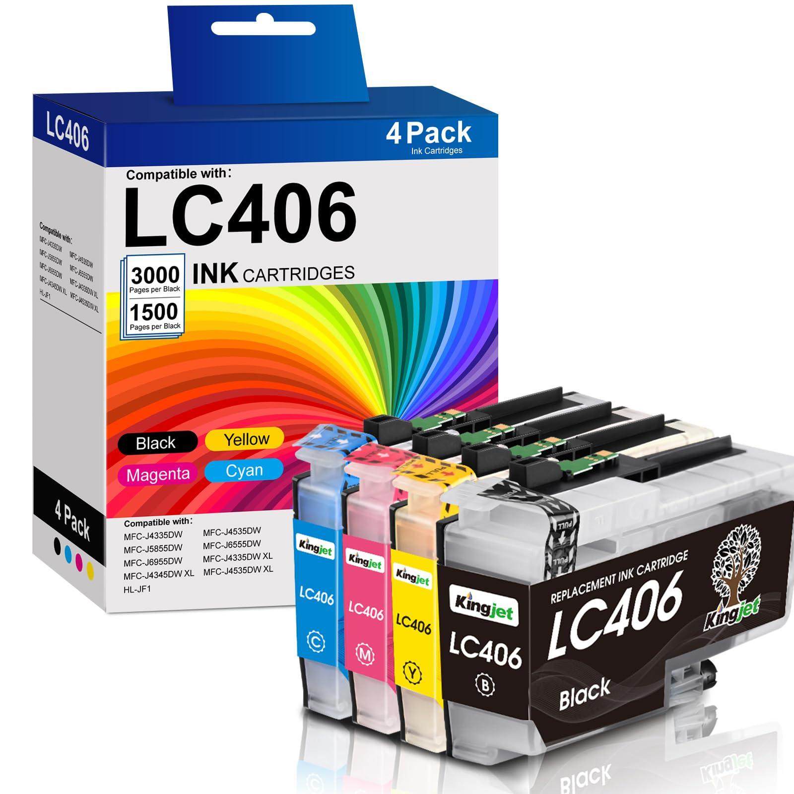 LC406 Ink Cartridges Replacement for Brother LC406 Ink Cartridges LC406XL LC 406 XL Compatible with Brother MFC-J4335DW MFC-J4345DW MFC-J4535DW MFC-J5855DW Printer,4 Pack