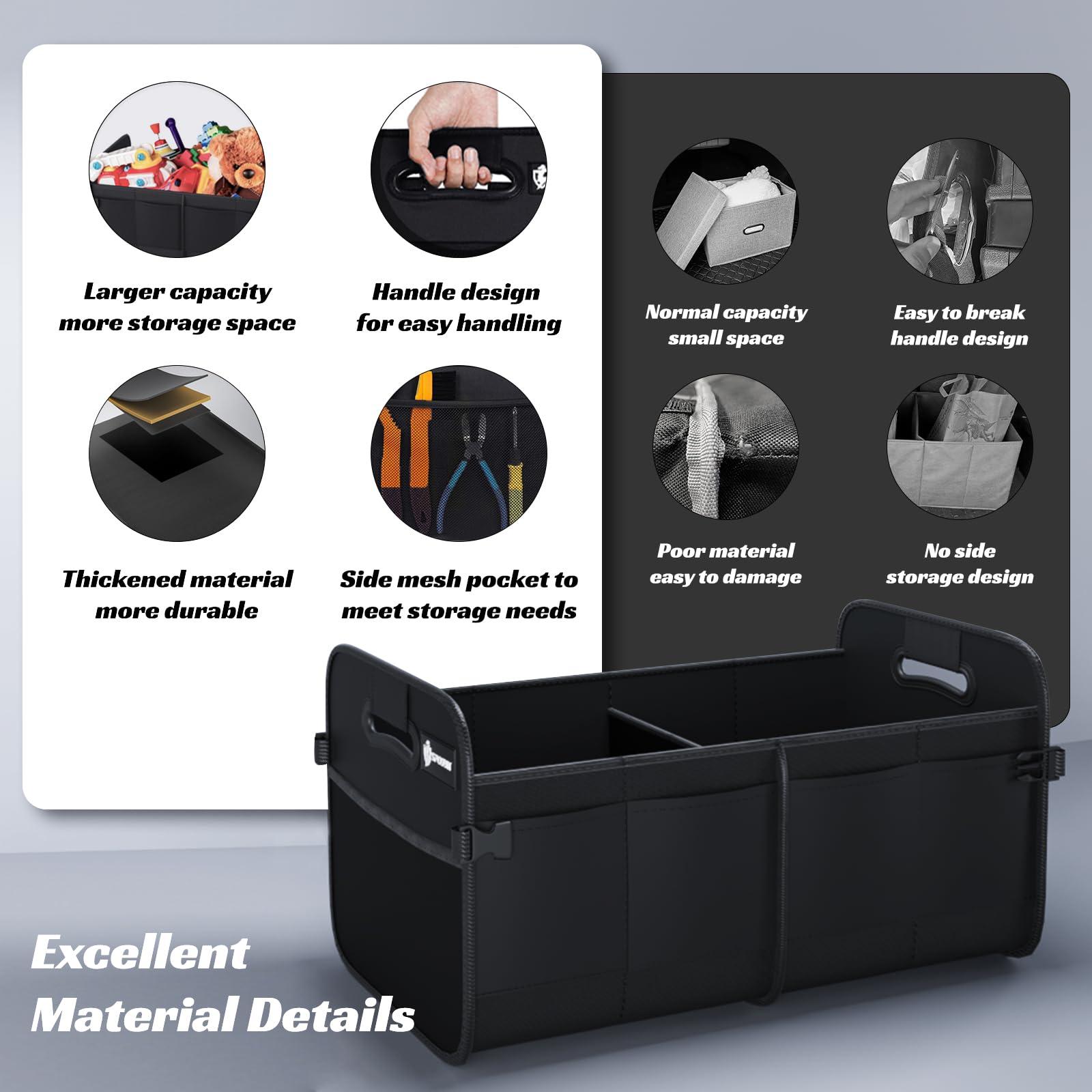 Sposuit Trunk Organizer for Car - 70L Collapsible Car Storage with 11 Pockets & Reinforced Handles, SUV Trunk Organizers for Grocery Cargo(Black) - Image 6