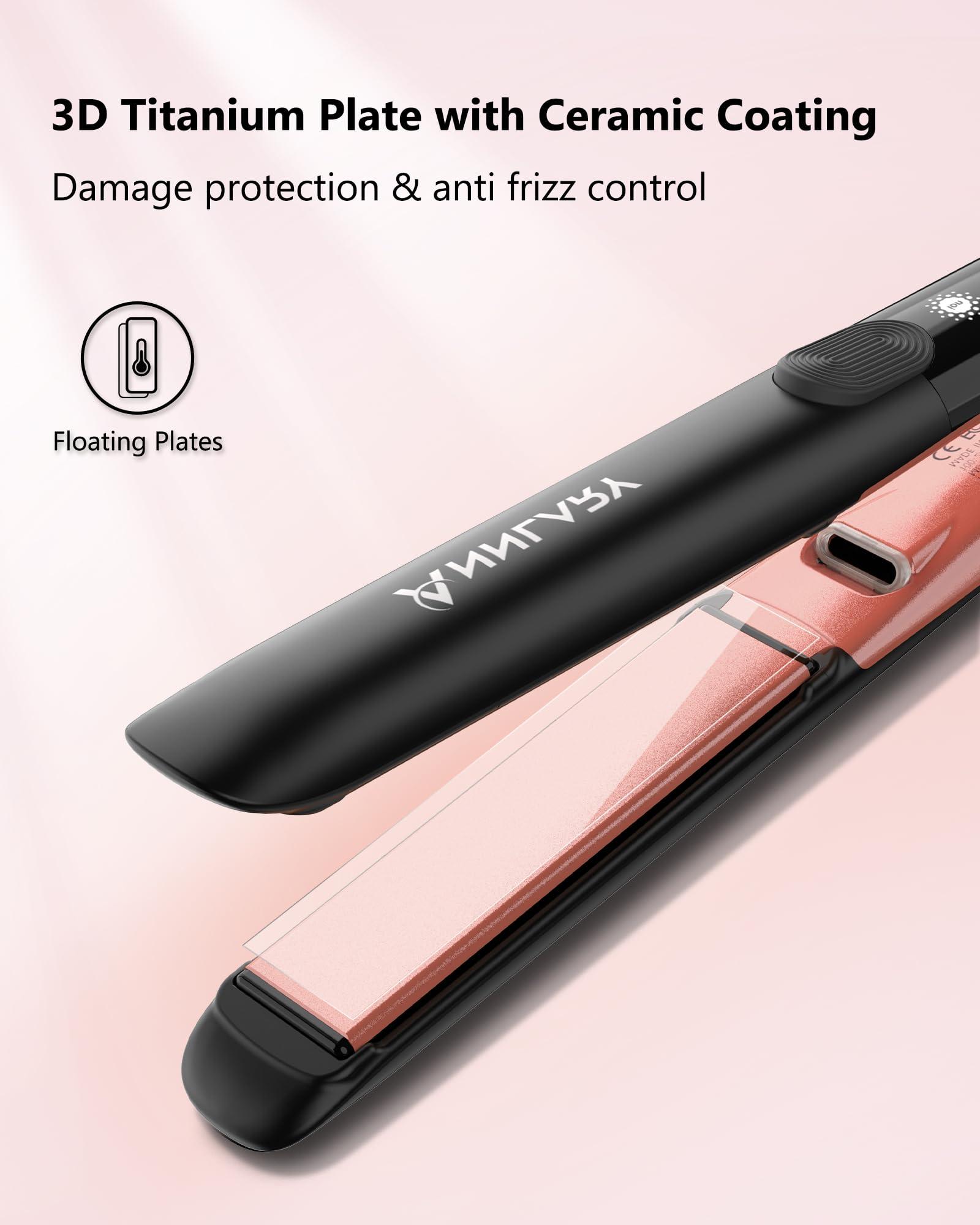 Annlary Hair Straightener, 1 Inch Flat Iron Straightener and Curler 2 in 1, Titanium Ceramic Ionic Dual Voltage Straightener with Anti-Iron Silicone for Less Frizz, Shinier & Smoother Hair - Image 4