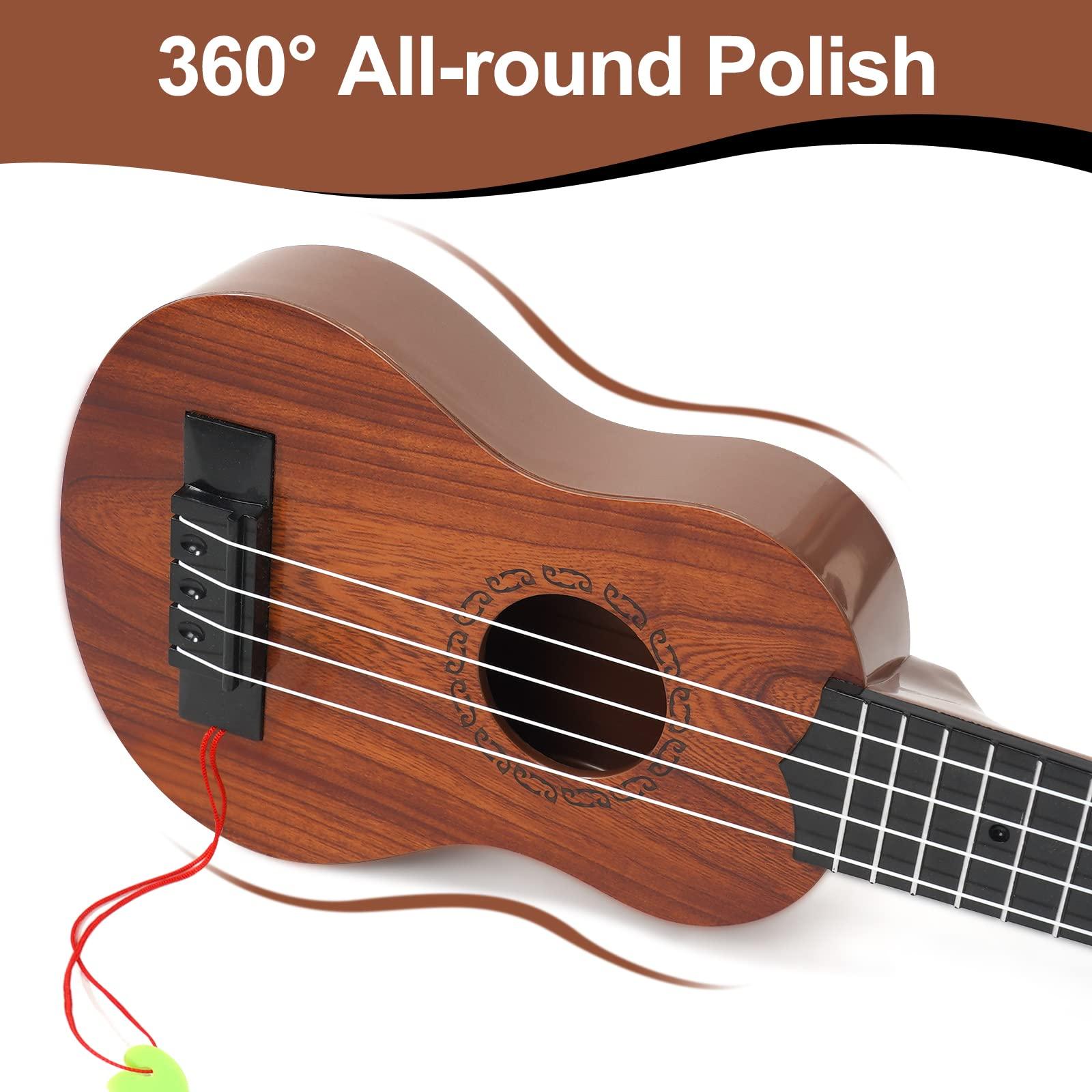 Raimy 17in Kids Ukulele Guitar - 4 Strings Mini Guitar Children Musical Instruments Educational Toys with Picks for Toddler Kids Boys Girls Beginner (Mahogany) - Image 6