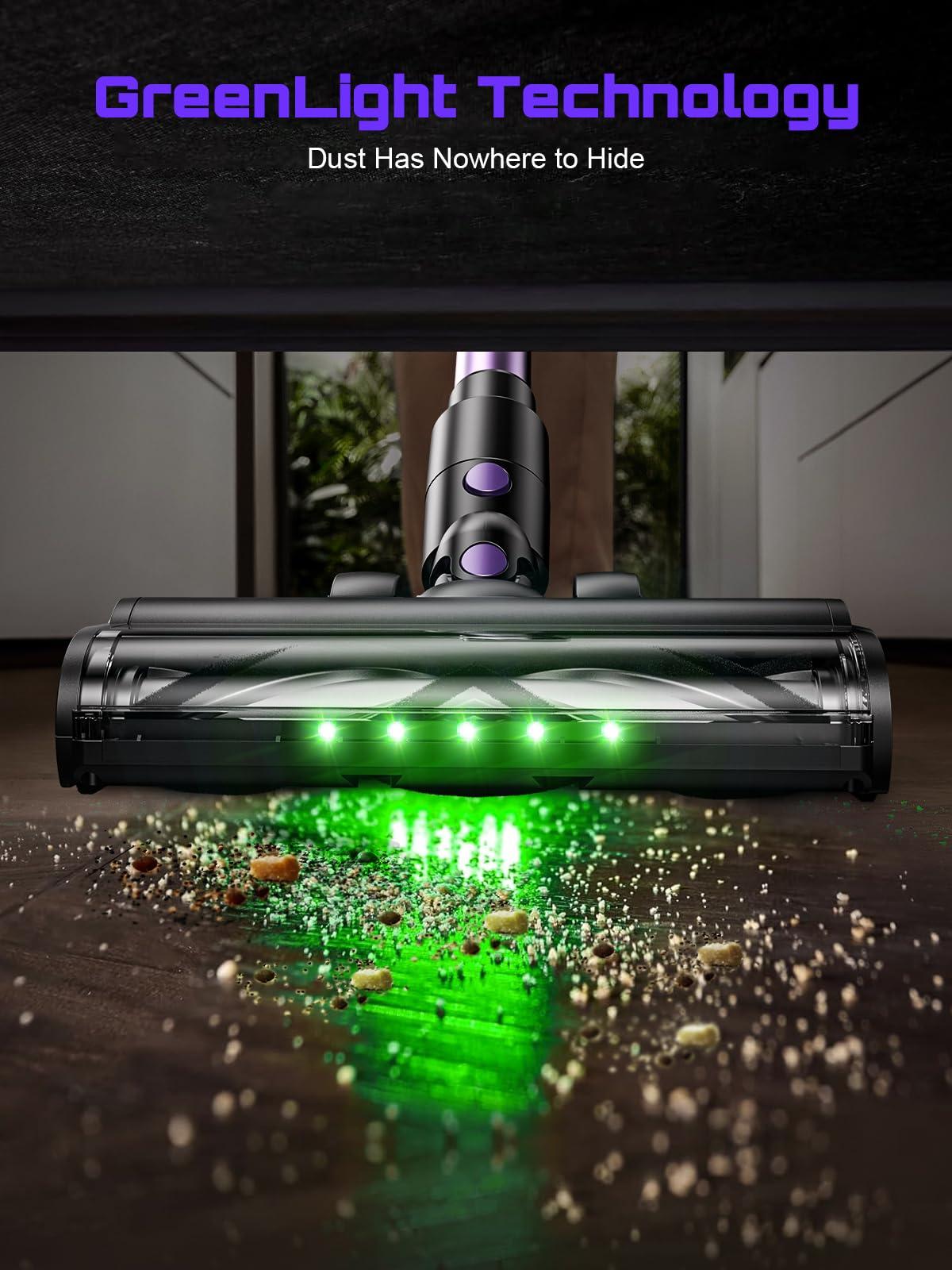 Cordless Vacuum Cleaner, 10 in 1 Stick Vacuum with Powerful Suction, Hose, Green LED Light, Anti-Tangle Brush, Lightweight Rechargeable Vacuum Cleaner for Home, Hardwood Floors, Carpets, Pet Hair - Image 5