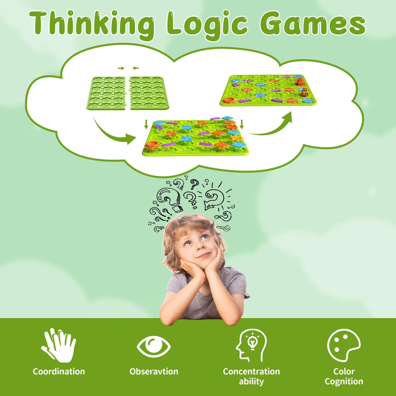 Brain Stem Activity Logic Kits, Board Teaser Games & Puzzles Toys with 200+ Challenges, 4 Difficulty Levels for Kids Ages 3-10, Educational Learning Maze Games for Toddlers - Image 4