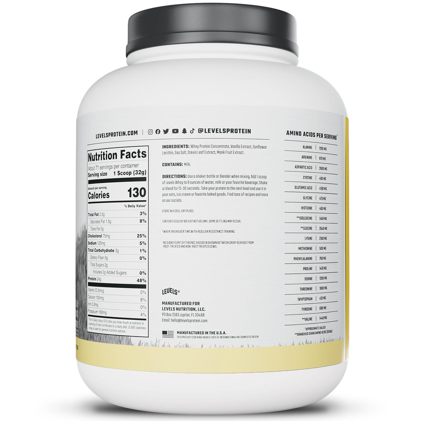 Levels Grass Fed Whey Protein Powder, No Artificials, 24G of Protein, Vanilla Bean, 5LB - Image 7