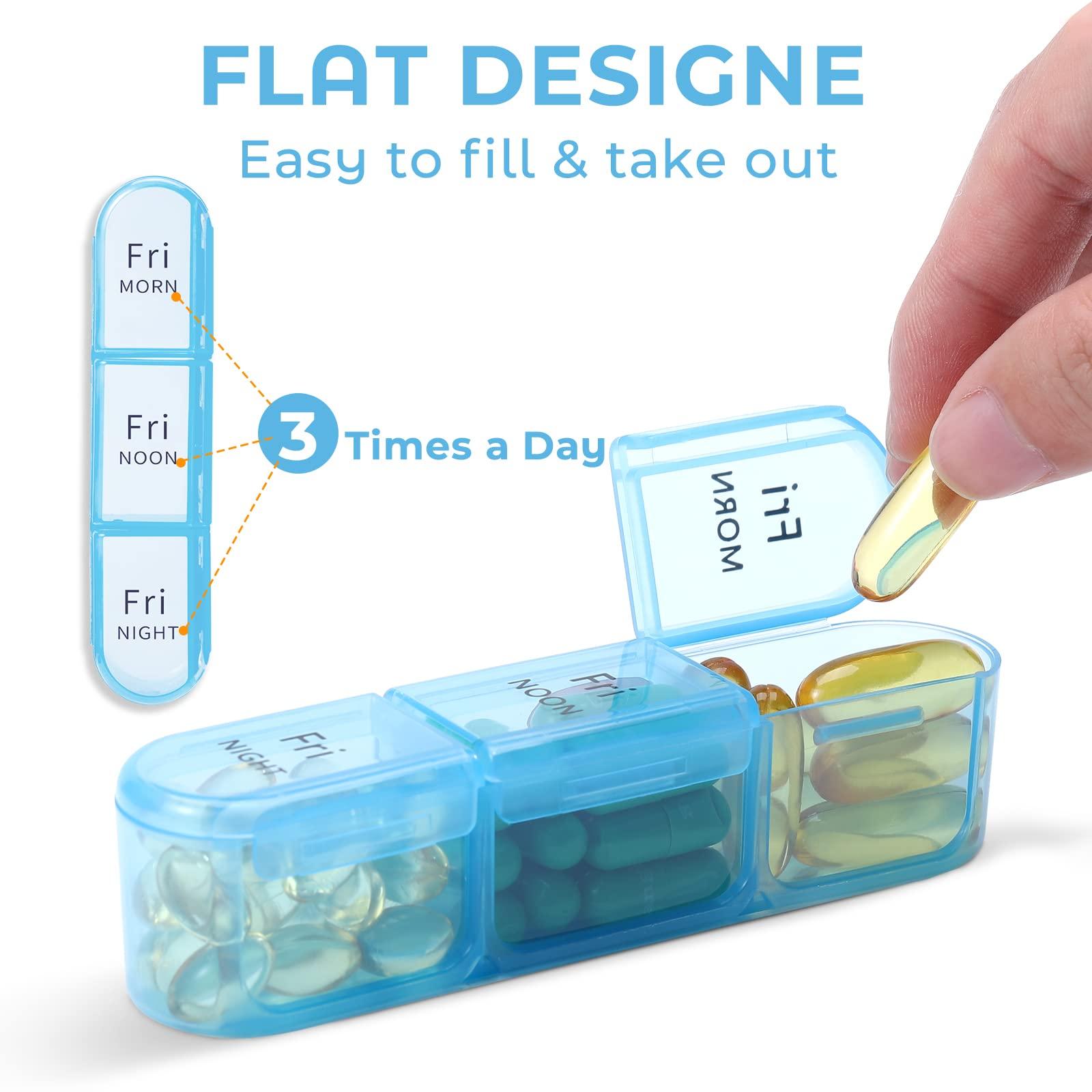 Daviky Pill Organizer Travel, Weekly Pill Organizer 3 Times a Day, Pill Box 7 Day, Pill Cases Organizers 7 Day, Daily Pill Box Organizer, Medicine Organizer to Hold Vitamins and Medication (Blue) - Image 5