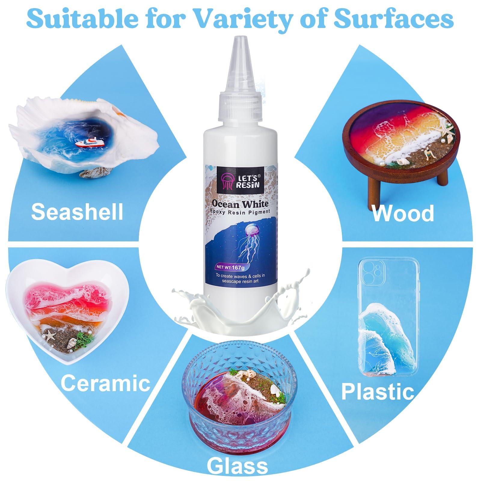 LET'S RESIN Ocean White Epoxy Resin Pigment 167g/5.89oz, High Concentrated Paste for Epoxy & UV Resin, UV Resistant Opaque Pigment for Creates Cells & Lacing, 3D Flower Coasters - Image 6