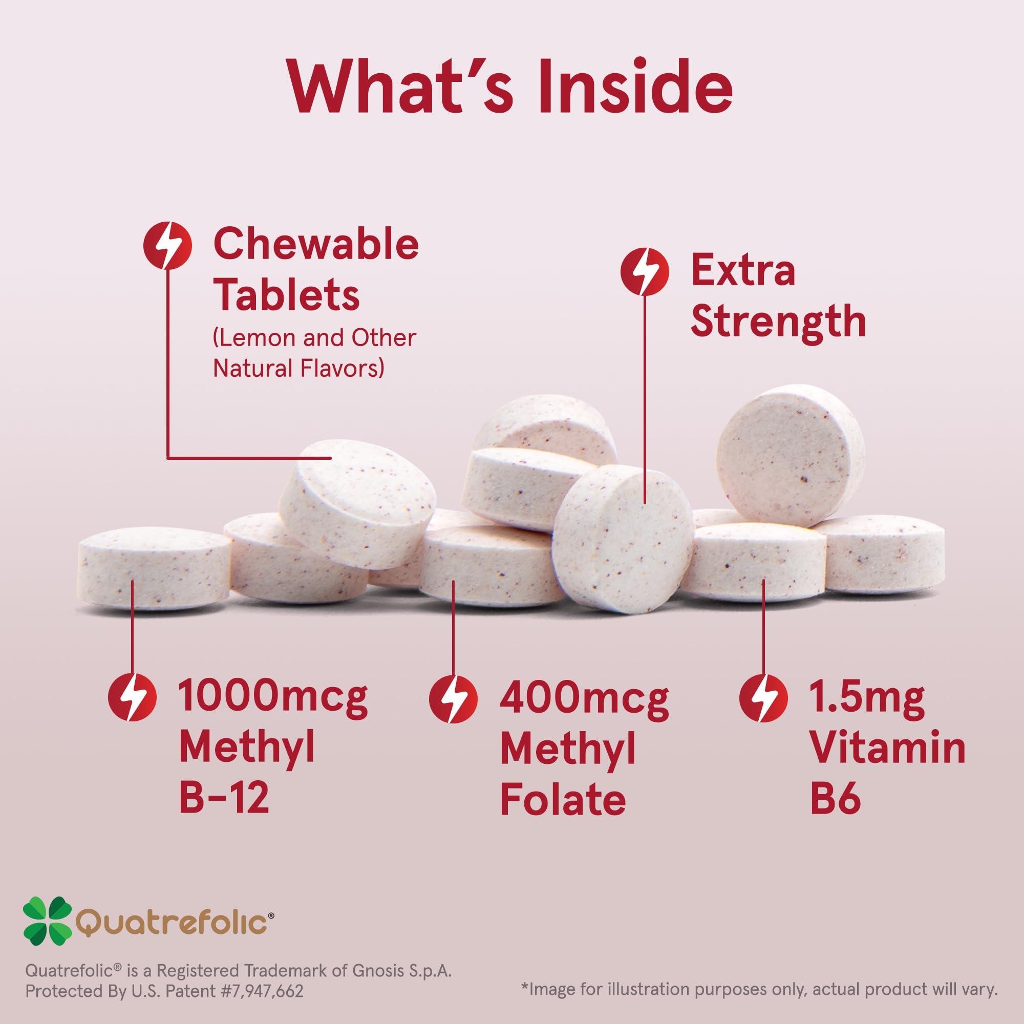 Jarrow Formulas Methyl B-12 1000 MCG and Methyl Folate 400 MCG, Extra Strength, Cellular Energy Metabolism and Cardiovascular Health Formula(1) With P-5-P, 100 Chewable Tablets, Up to a 100 Day Supply - Image 3