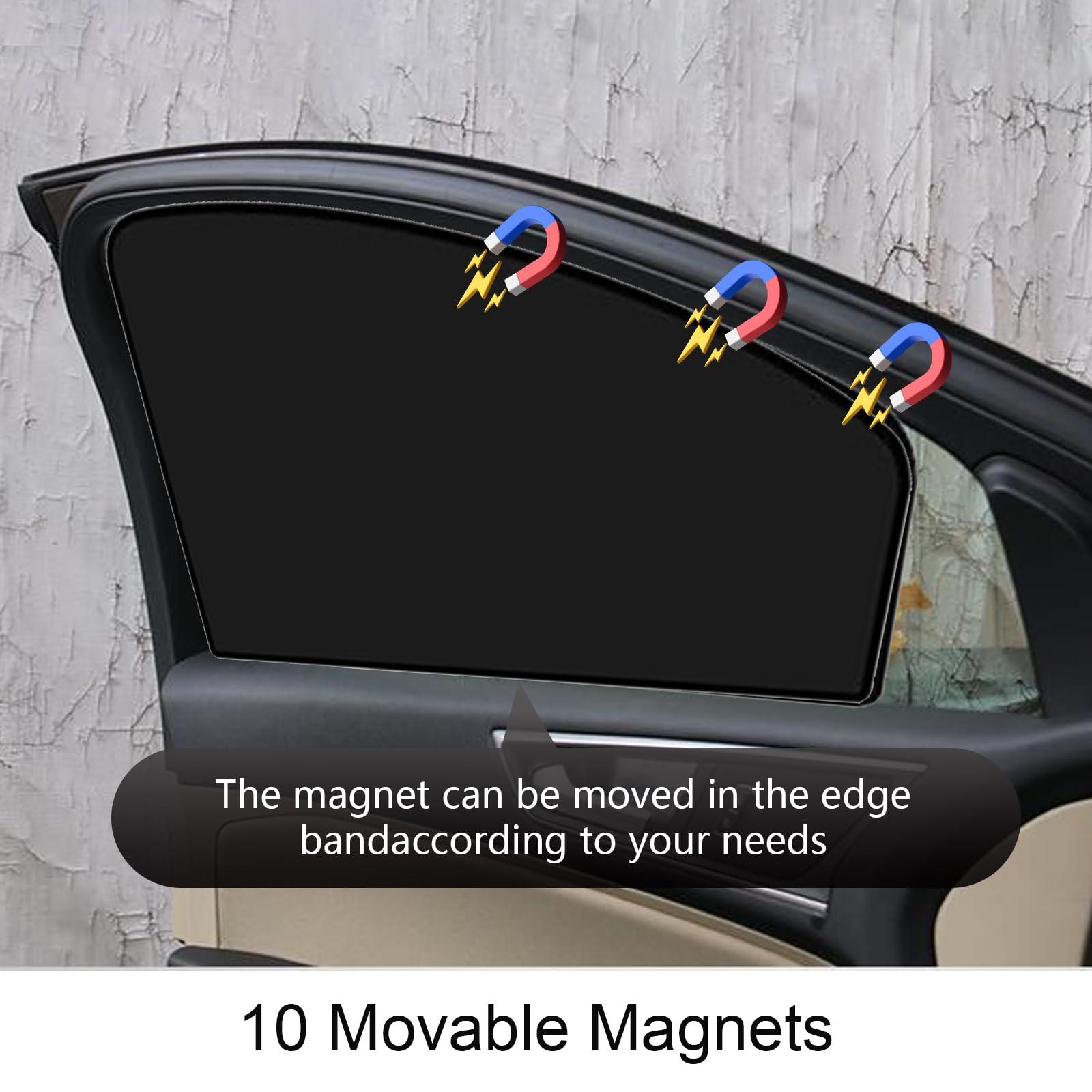 Merdege Pack of 4 Car Window Shade, Front Rear Side Window Protectors, 12.99x18.9x24.41 In/31.5x18.9 In Car Curtains Universal for Most Cars (Black) - Image 3