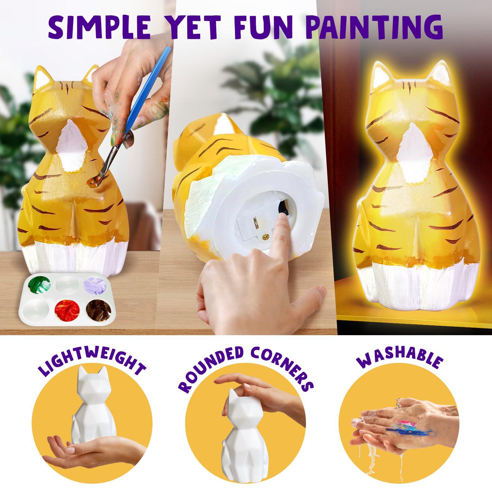 Goodyking Paint Your Own Cat Lamp Kit, DIY Cat Crafts Night Light, Painting Kit Arts & Crafts for Kids Ages 8-12, Art Supplies Birthday Easter Party Holiday Gift for Teens Girls Boys Age 3 4 5 6 7 8+ - Image 4