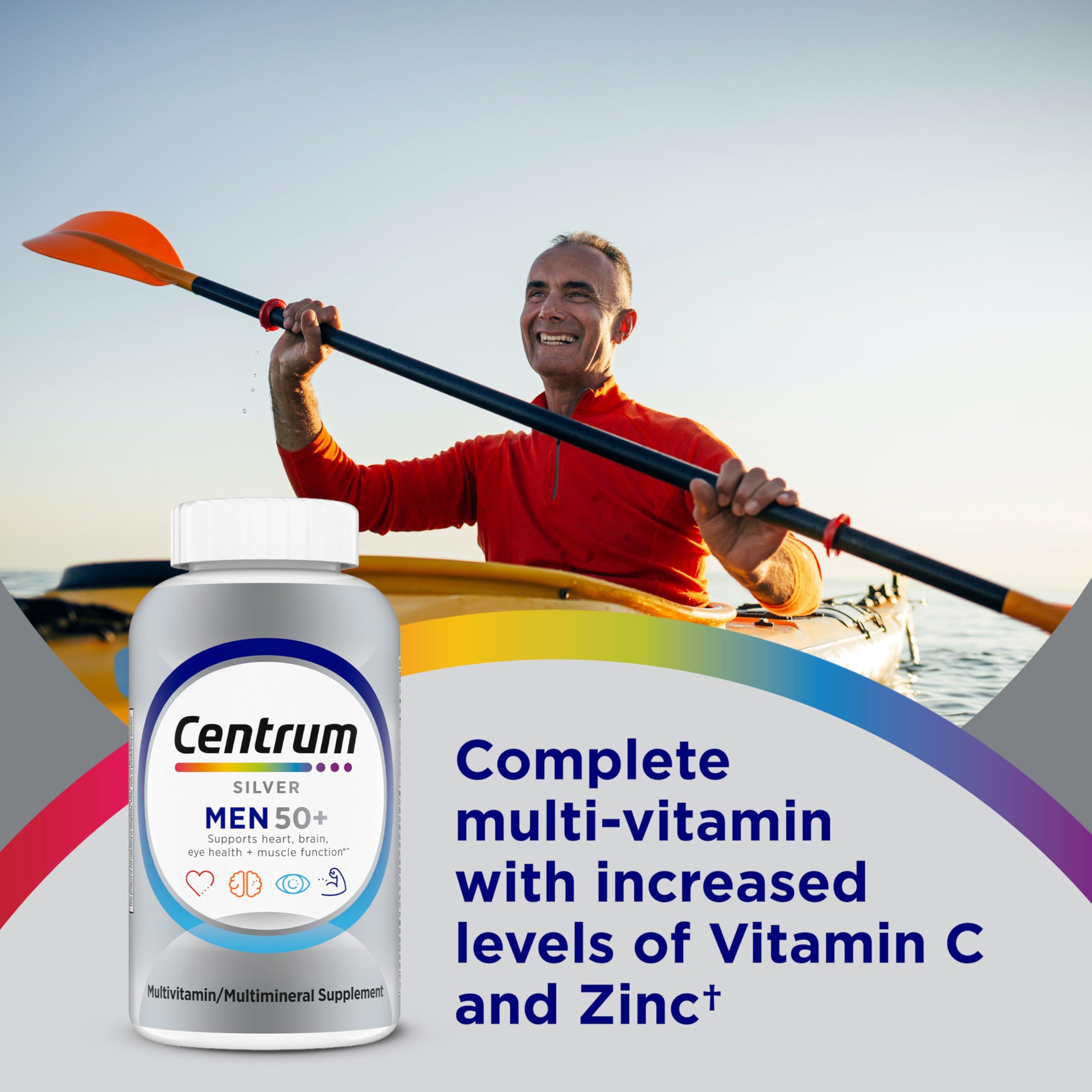 Centrum Silver Men's 50+ Multivitamin with Vitamin D3, B-Vitamins, Zinc for Memory and Cognition - 200 Tablets - Image 2