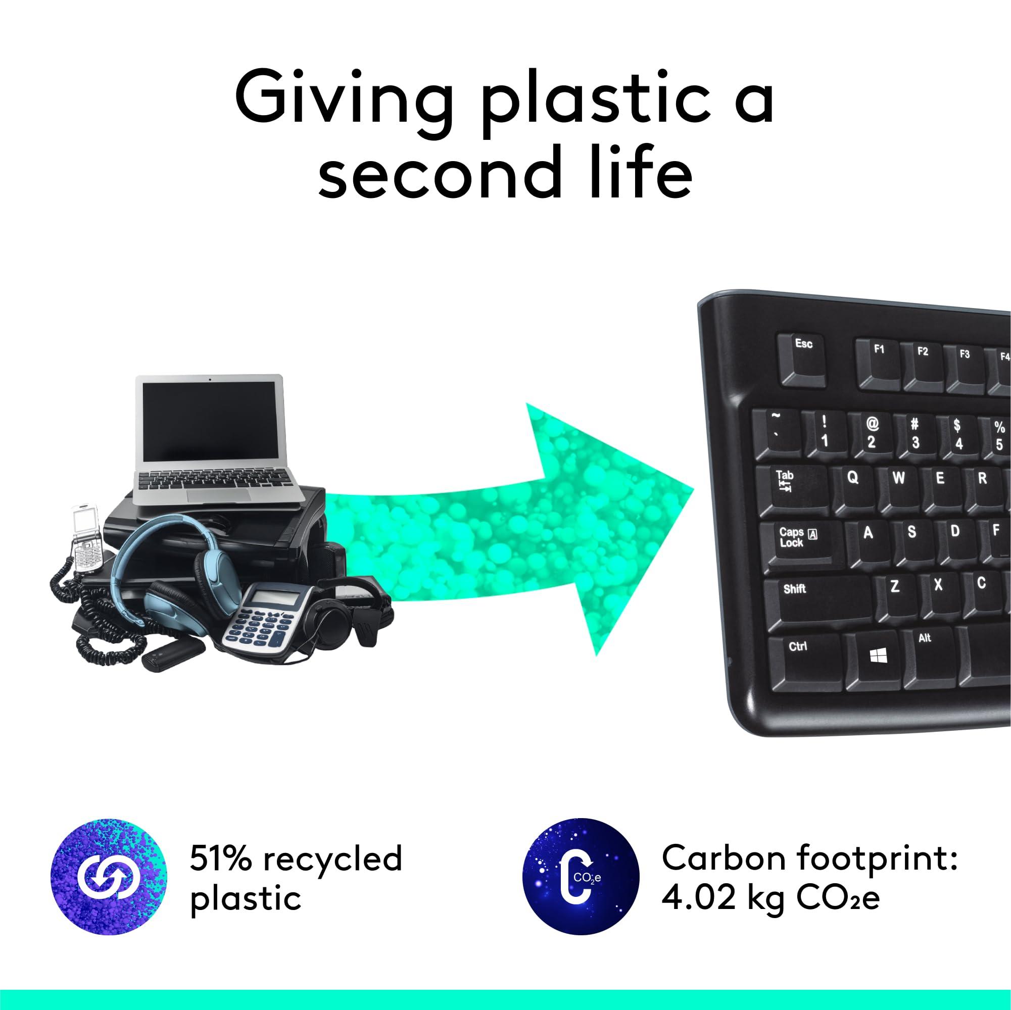 Logitech K120 Wired Keyboard for Windows, Plug and Play, Full-Size, Spill-Resistant, Curved Space Bar, Compatible with PC, Laptop - Black - Image 6