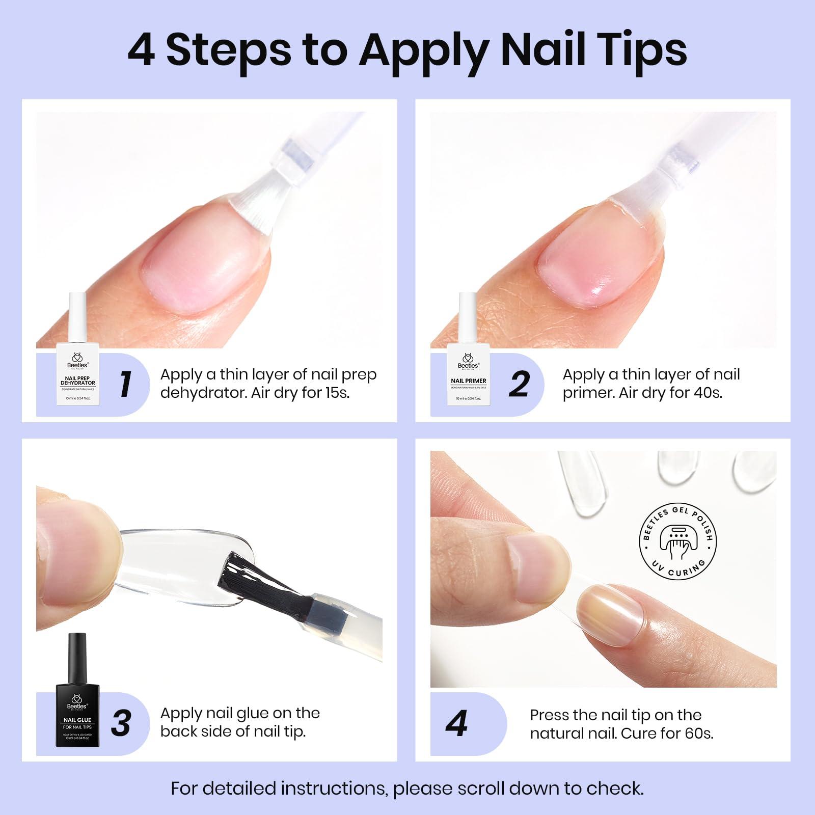 Beetles 3Pcs Gel Nail Glue Nail Dehydrator and Primer, Professional Nail Prep Acid-Free & Hema-Free Dehydrate Bond Primer 9 in 1 Gel Glue Kit for Press On Nails Nail Tips Nail Extension Gifts for Her - Image 8