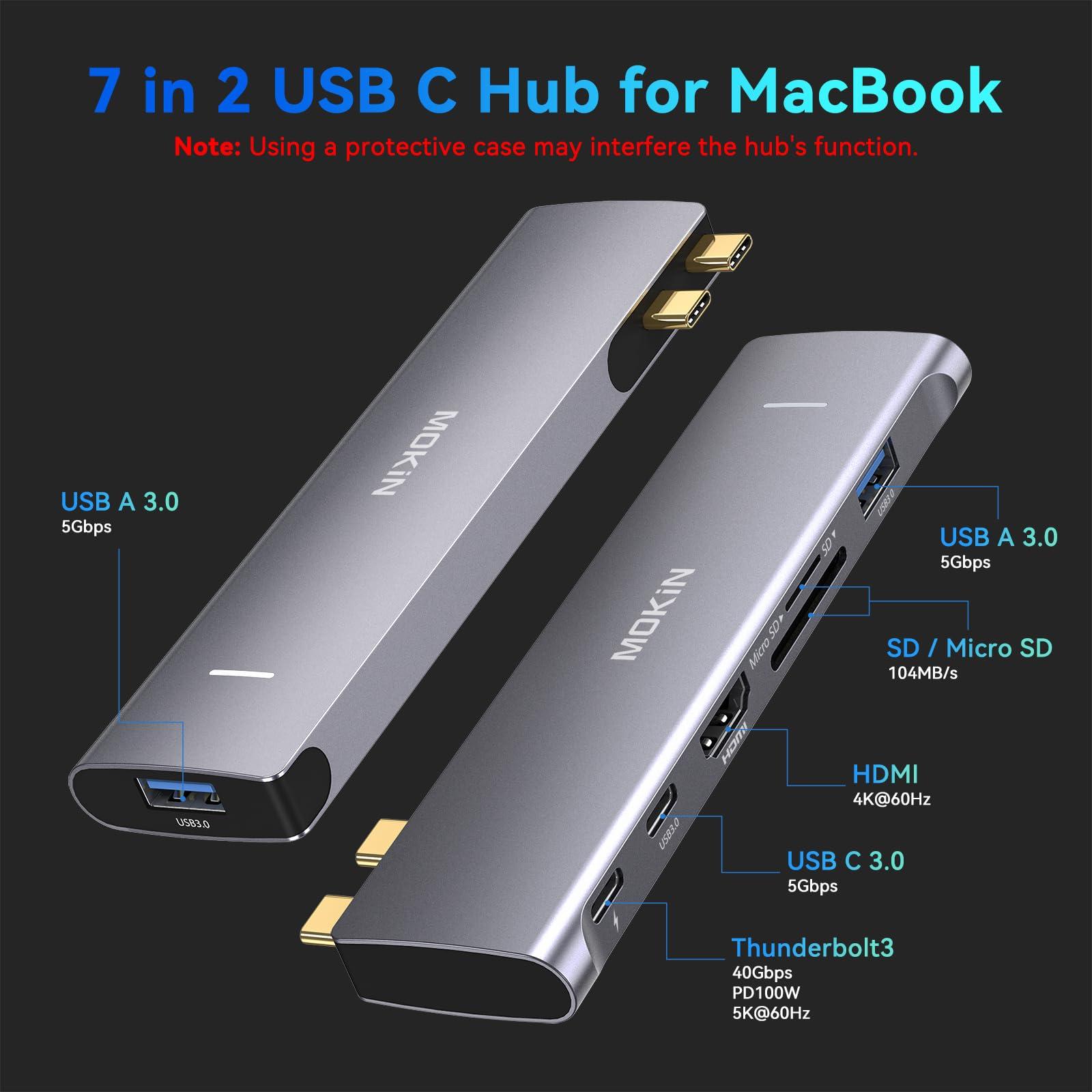 USB C Adapter for MacBook Pro 2023 2022 2021, MacBook Pro USB Adapter, 7 in 2 MacBook Pro Accessories for MacBook Pro/Air M1M2M3, Mac Dongle with 4K HDMI, 2 USB 3.0, TF/SD, USB-C 100W and Thunderbolt3 - Image 2
