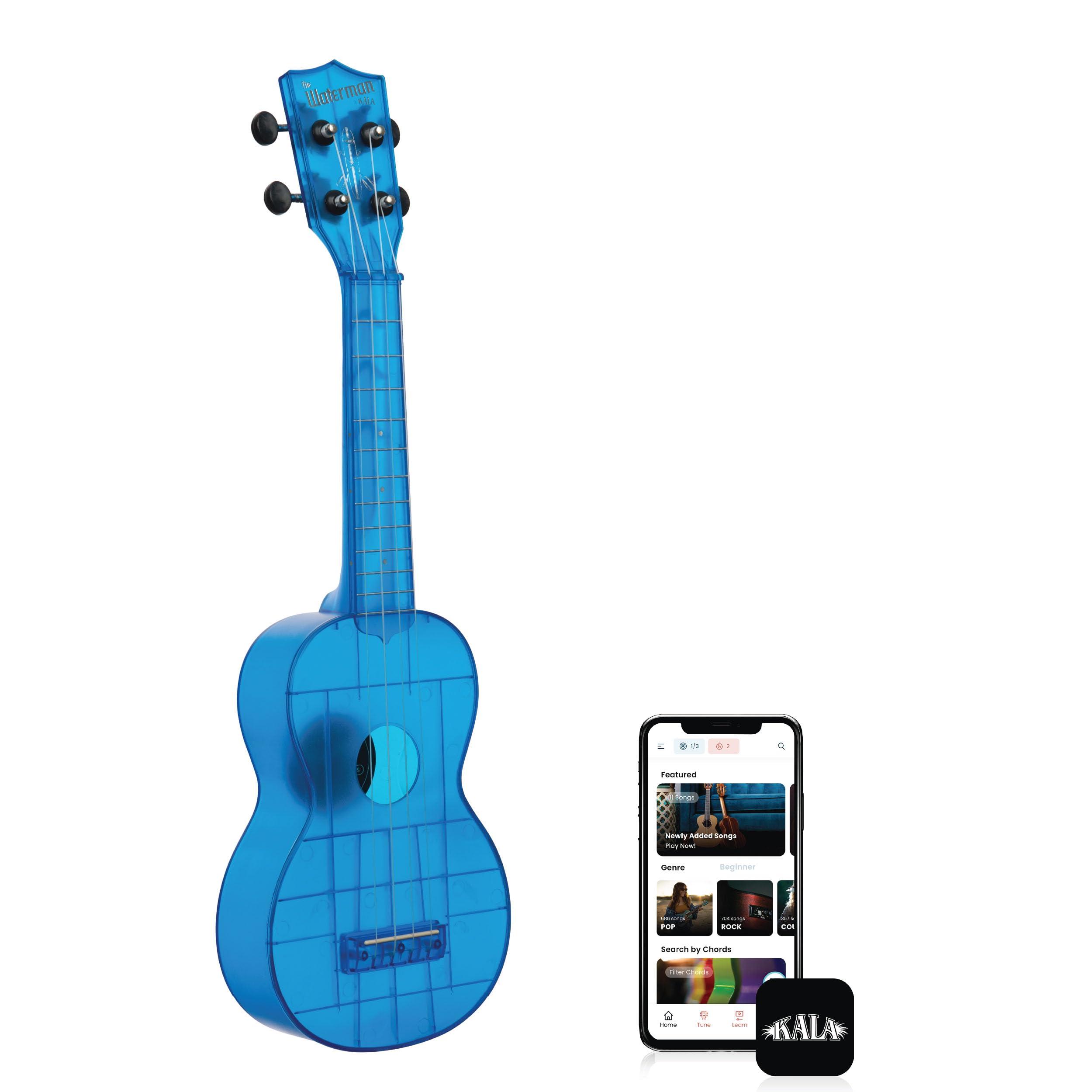 Kala Brand Music Co. The Waterman Sea Glass Collection, 4-String Ukulele, Right, Cobalt Blue, Soprano (KA-WMT-BL-S)