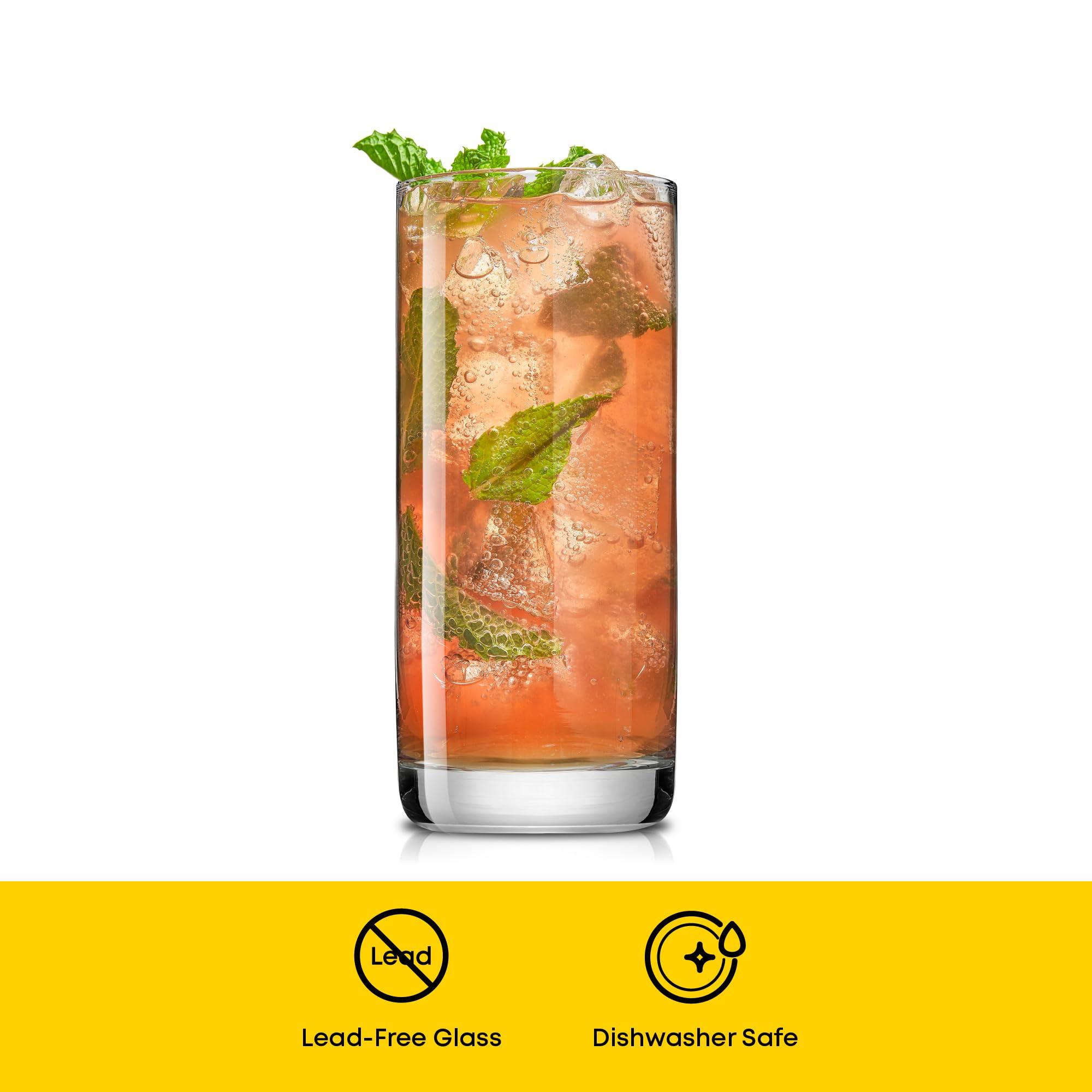 JoyJolt Faye 13oz Highball Glasses, 6pc Tall Glass Sets. Lead-Free Crystal Drinking Glasses. Water Glasses, Mojito Glass Cups, Tom Collins Bar Glassware, and Mixed Drink Cocktail Glass Set - Image 5