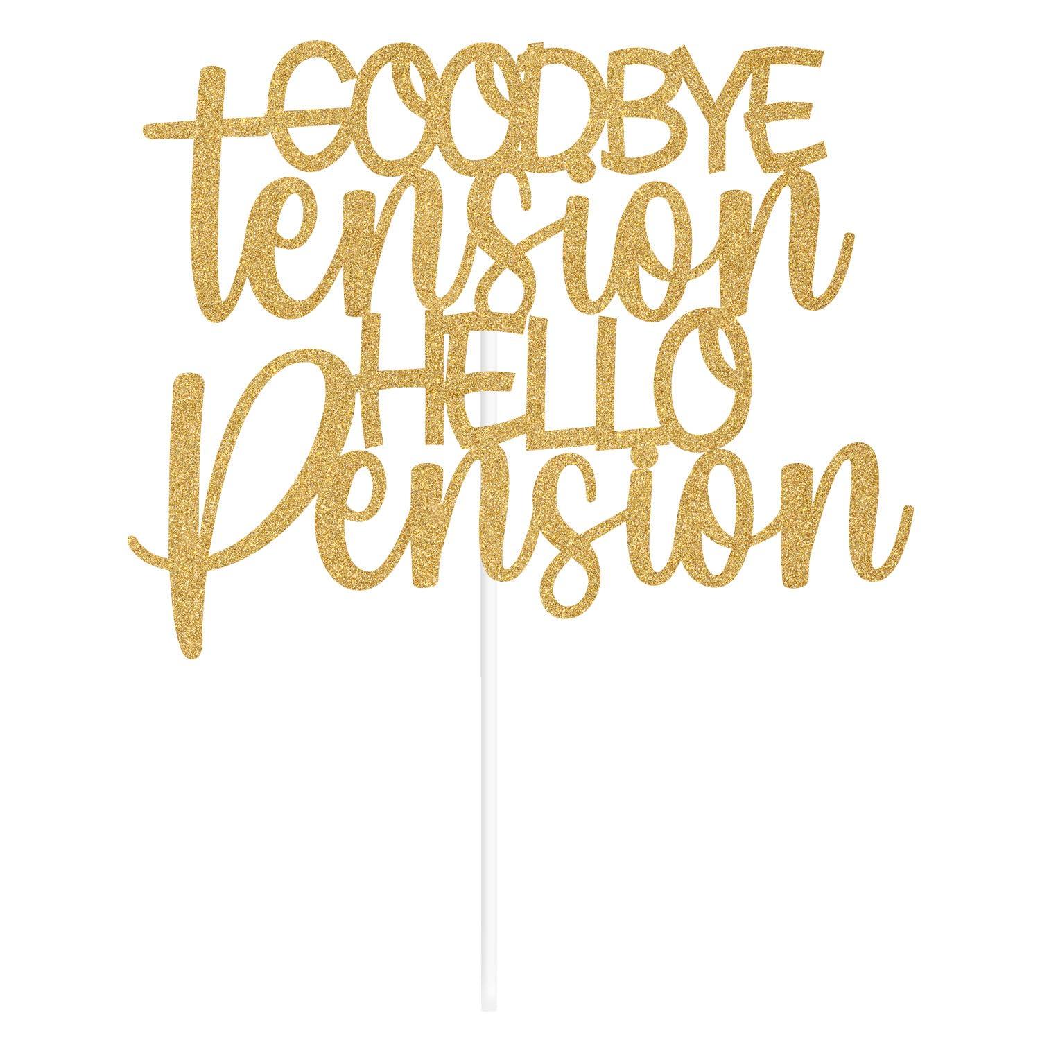 Goodbye Tension Hello Pension Cake Topper, Officially Retired/the Legend Has Retired, Glittery Retirement/Farewell Party Decorations Black - Image 6
