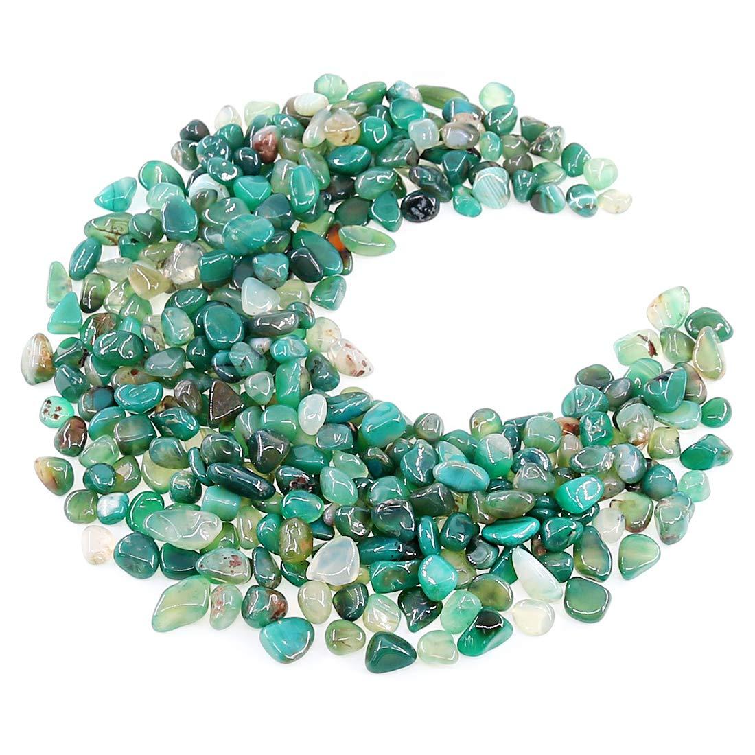 Hilitchi Green Agate Stone Tumbled Stones for Plants Cacti & Succulents Bedding, Vase Filler, Landscape Bottom Decoration (About 1lb(455g)/Bag)