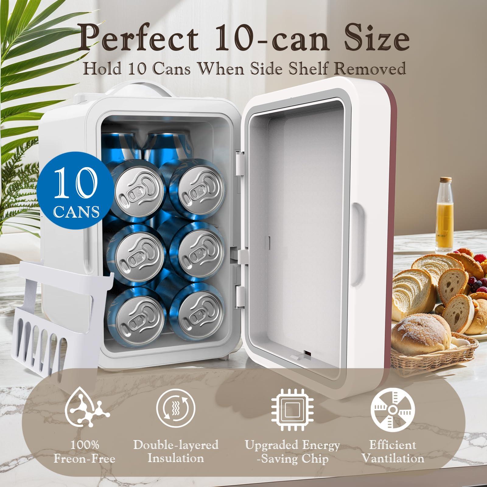 YLFU Skincare Fridge, 6L/10 Can Mini Fridge for Bedroom with Dimmable LED Mirror, Portable Cooler & Warmer Small Compact Refrigerator for Skincare, Cosmetics, Bedroom and Office, White - Image 6