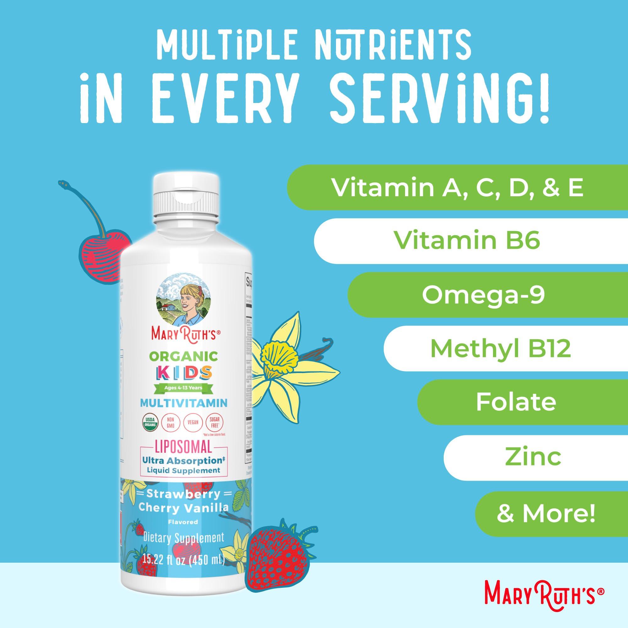 MaryRuth's Kids Multivitamin Liposomal | Vegan, Sugar-Free Vitamins for Kids | Ages 4+ | 2 Month Supply | 15.22 Fl Oz - Image 7