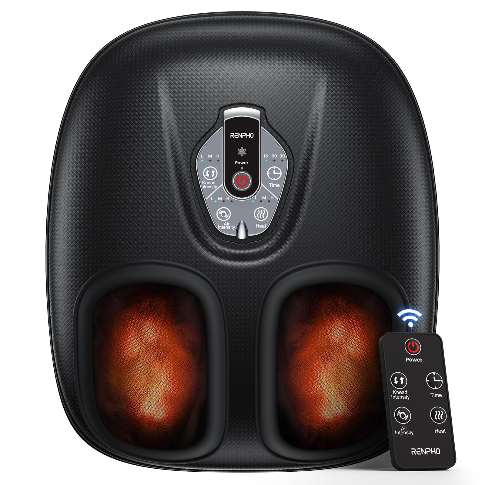 RENPHO Foot Massager Machine with Heat [2025 Upgraded], FSA HSA Eligible, Foot Massager for Plantar Fasciitis, 3 Heat Levels, Fathers Day Dad Gifts for Women Mom, Wireless Control, True Feet Massage