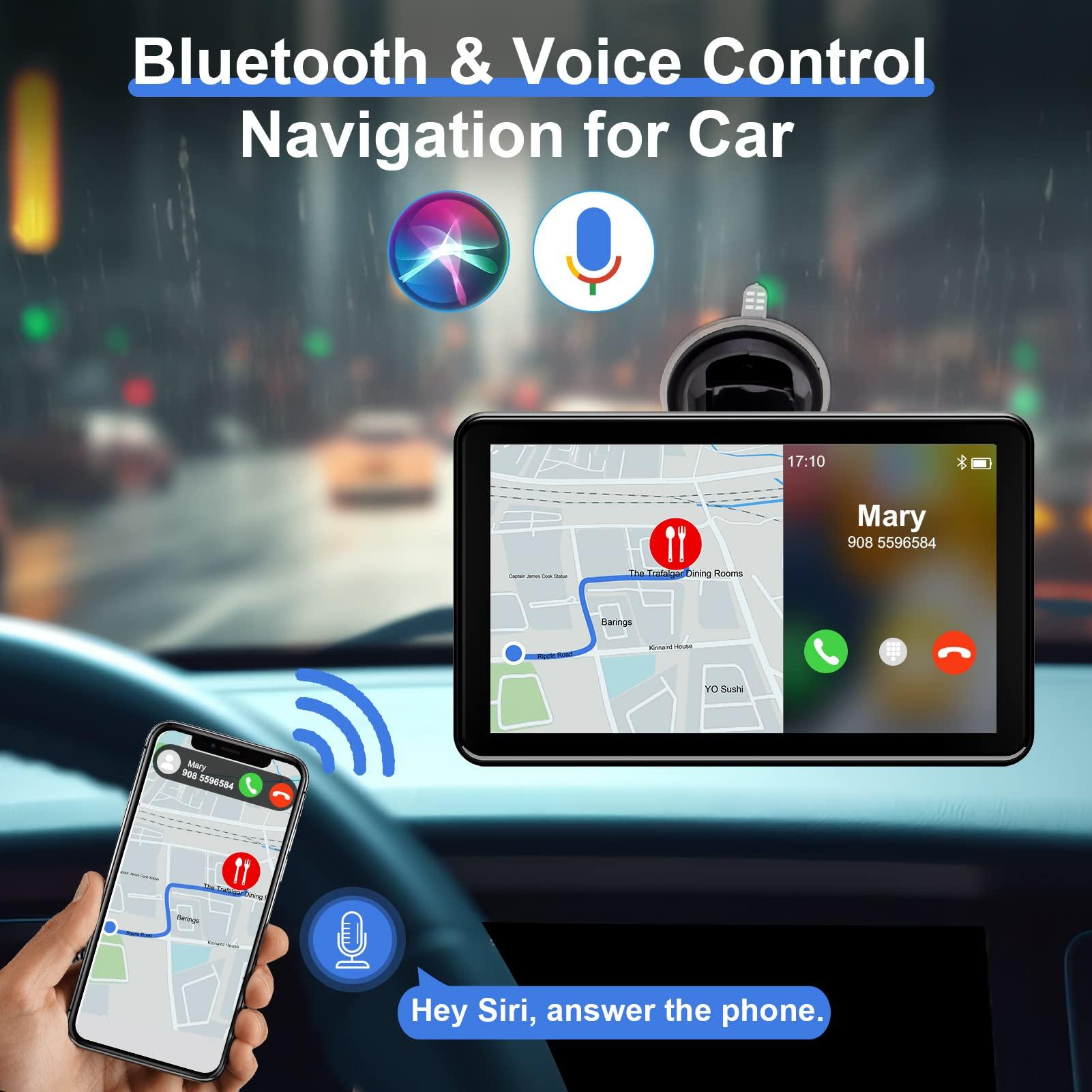 Jimtour Wireless Car Stereo with 7 Inch Touchscreen, Bluetooth Handsfree, Apple Carplay & Android Auto, GPS Navigation, FM/AUX/USB - Image 3