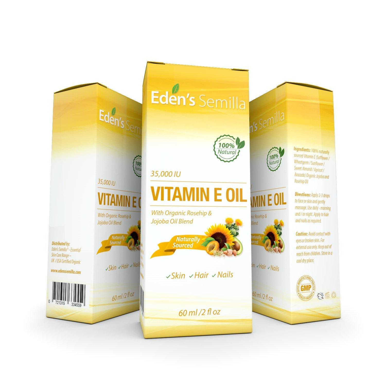100% Plant Extract Vitamin E Oil 35,000 IU + Organic Rosehip & Jojoba Blend - Fast Absorbing Skin Protection for Face & Body. Pure Ingredients - Ideal for Sensitive Skin - Use Daily - Image 3