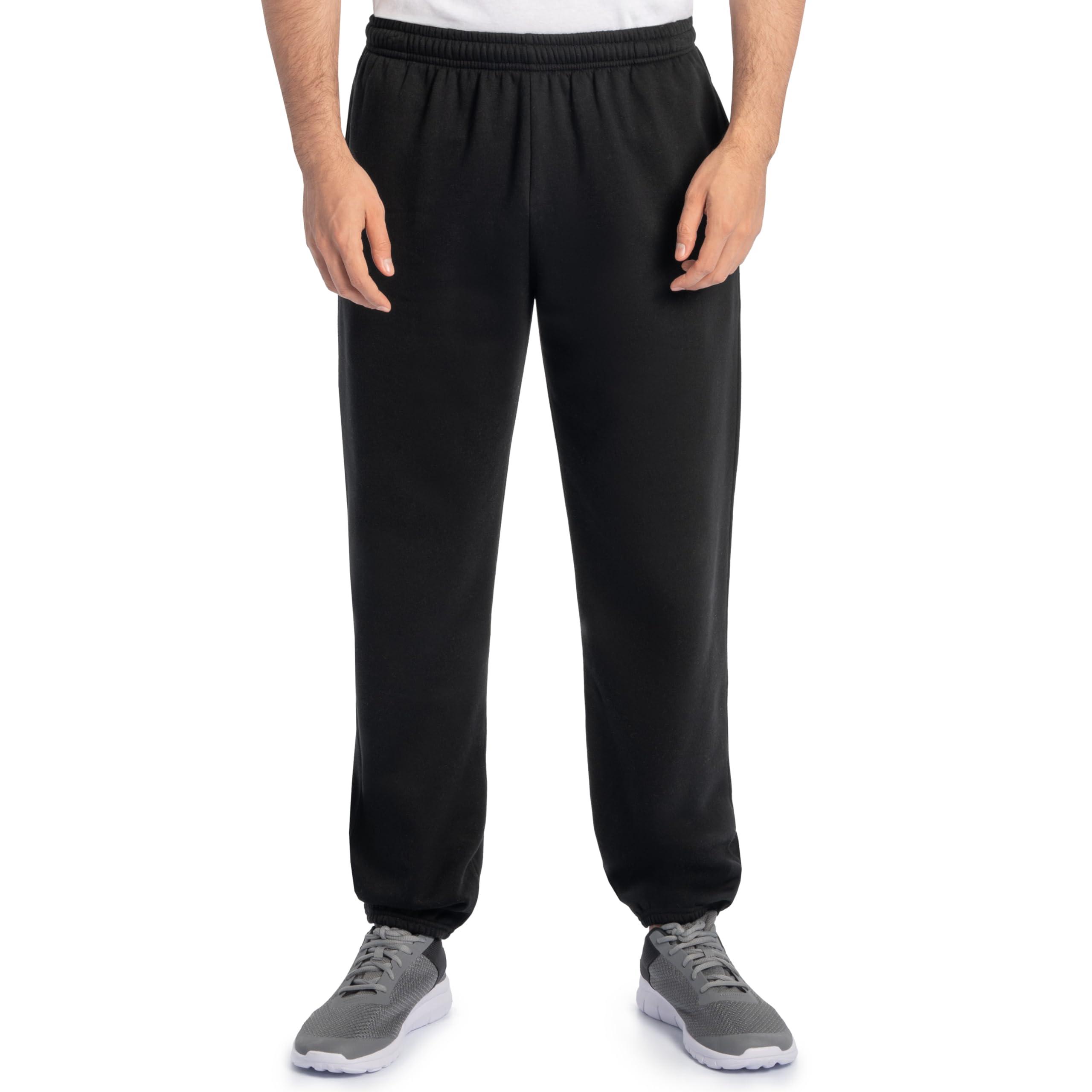 Fruit of the Loom Eversoft Fleece Elastic Bottom Sweatpants with Pockets, Relaxed Fit, Moisture Wicking, Breathable