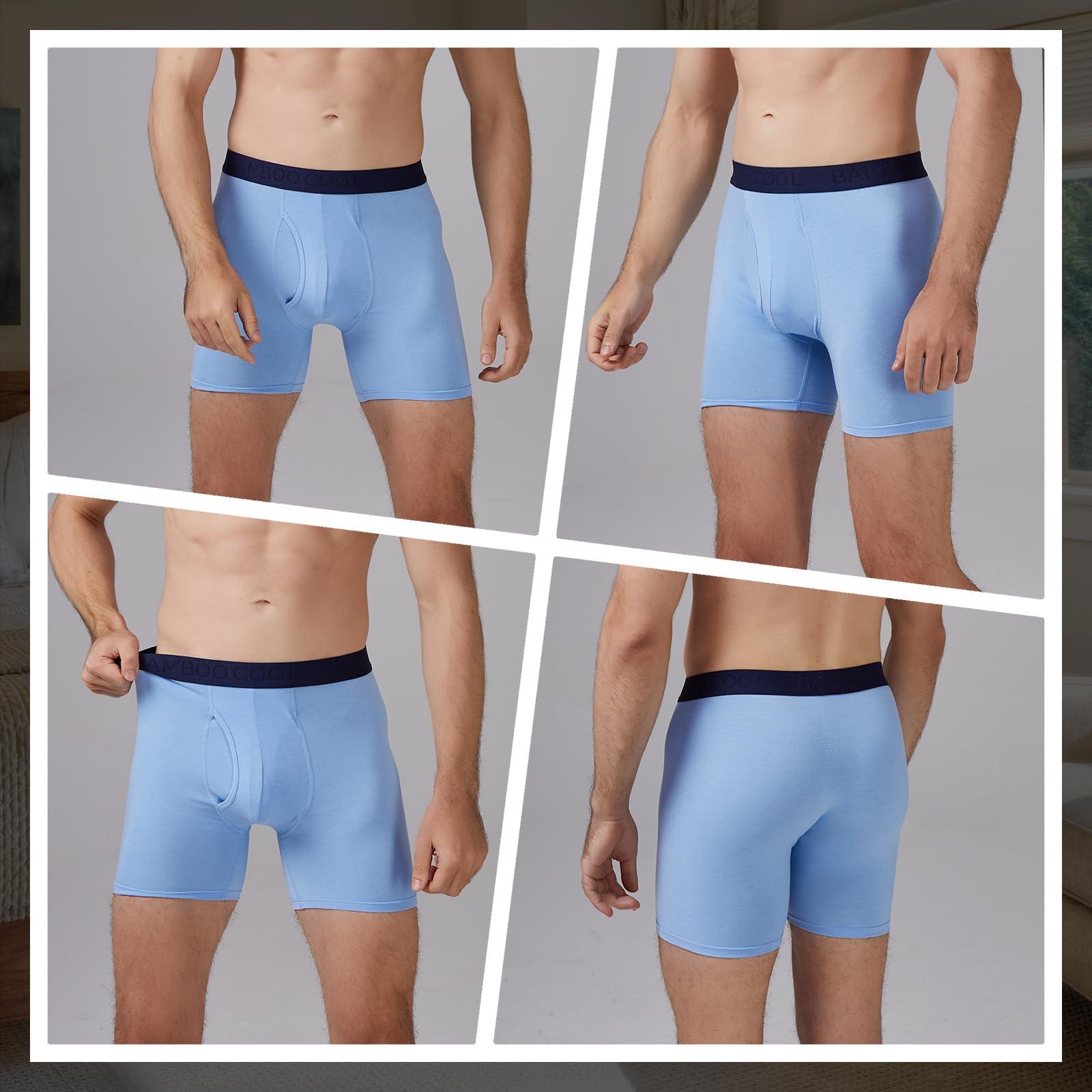BAMBOO COOL Men's Underwear Boxer Briefs Fly with Built-in 3D Pouch Comfortable Cool Underwear for Men 4 Pack - Image 6