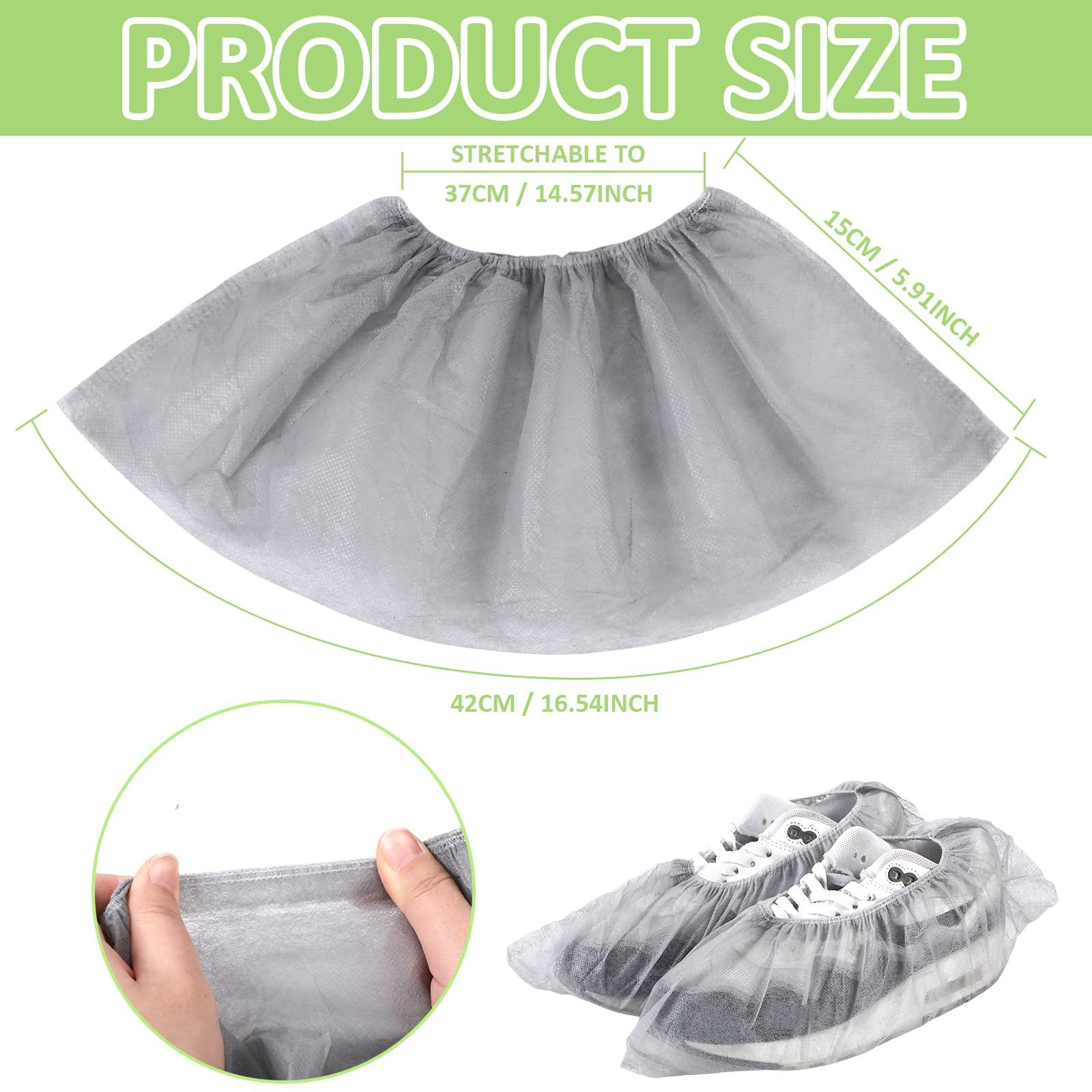 Tigeen 200 Pcs/ 100 Pairs Disposable Shoe Covers Non Woven Stretchable Boot Covers Non Slip Waterproof Shoe Protector for Women Men Fits Size 4-12 Booties Carpet Floor (Gray) - Image 4