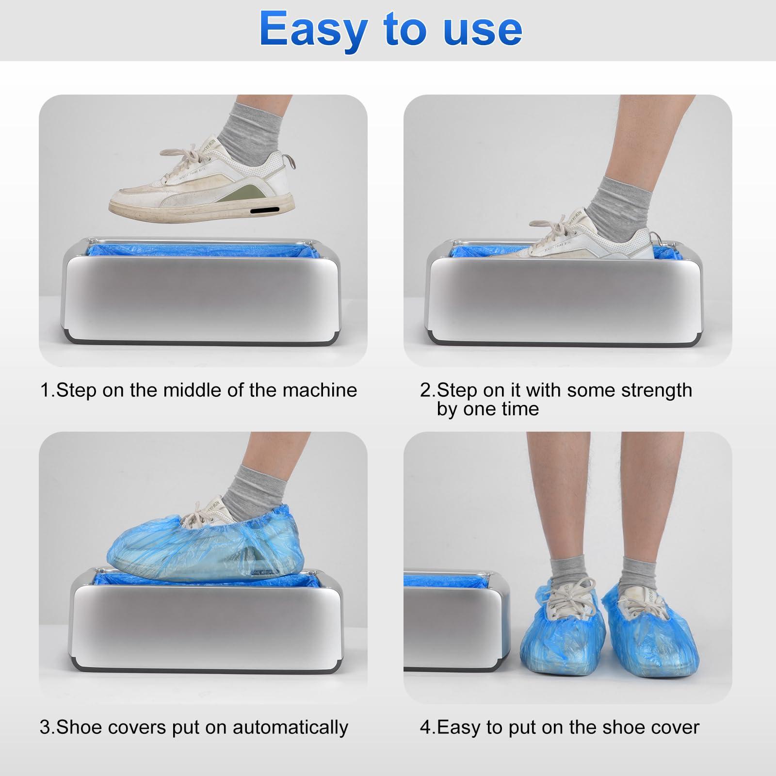 LYSHIYI Shoe Covers Machine Automatic Shoe Cover Dispenser with 200pcs Disposable Plastic Shoe Cover for Home, Office, Supermarket, Factory, Hospital (Silver) - Image 4