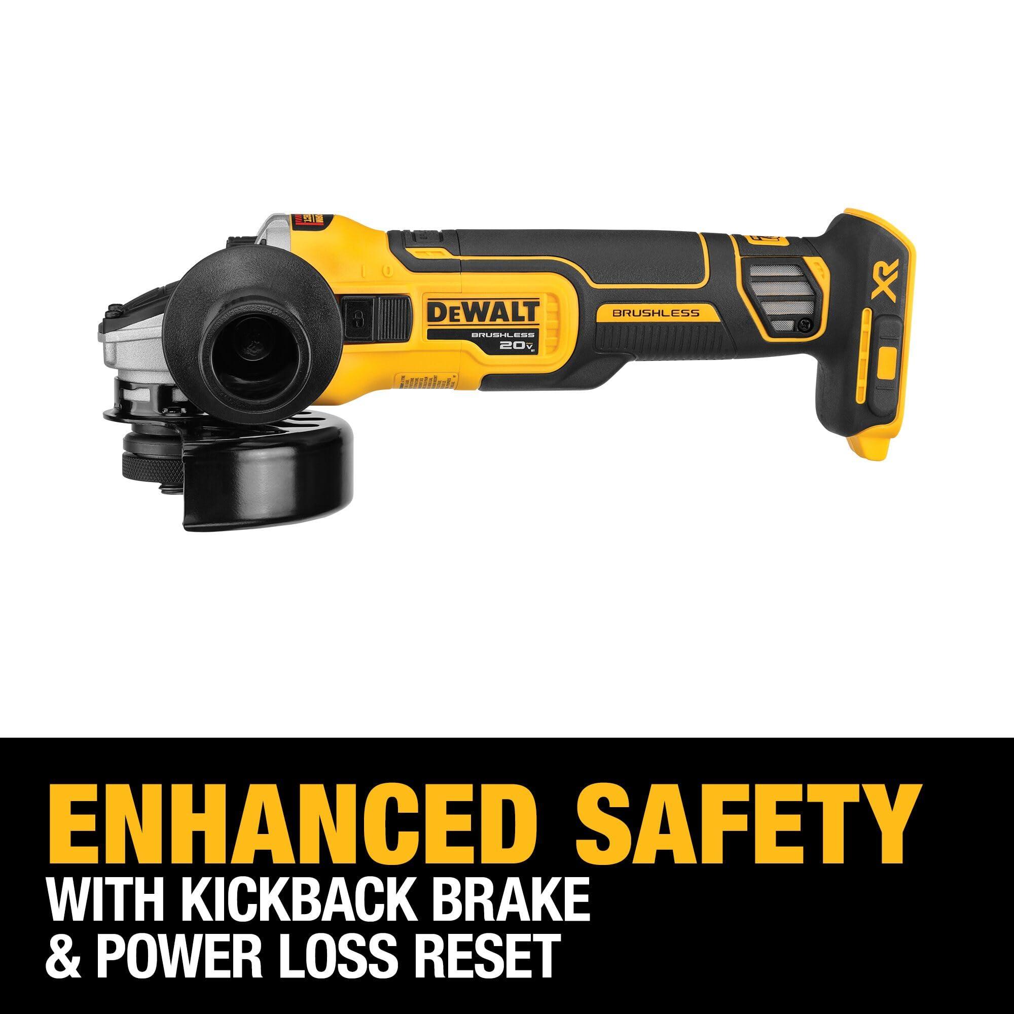 DEWALT 20V MAX* XR Angle Grinder with Kickback Brake, Slide Switch, 4-1/2-Inch, Tool Only (DCG405B) - Image 4