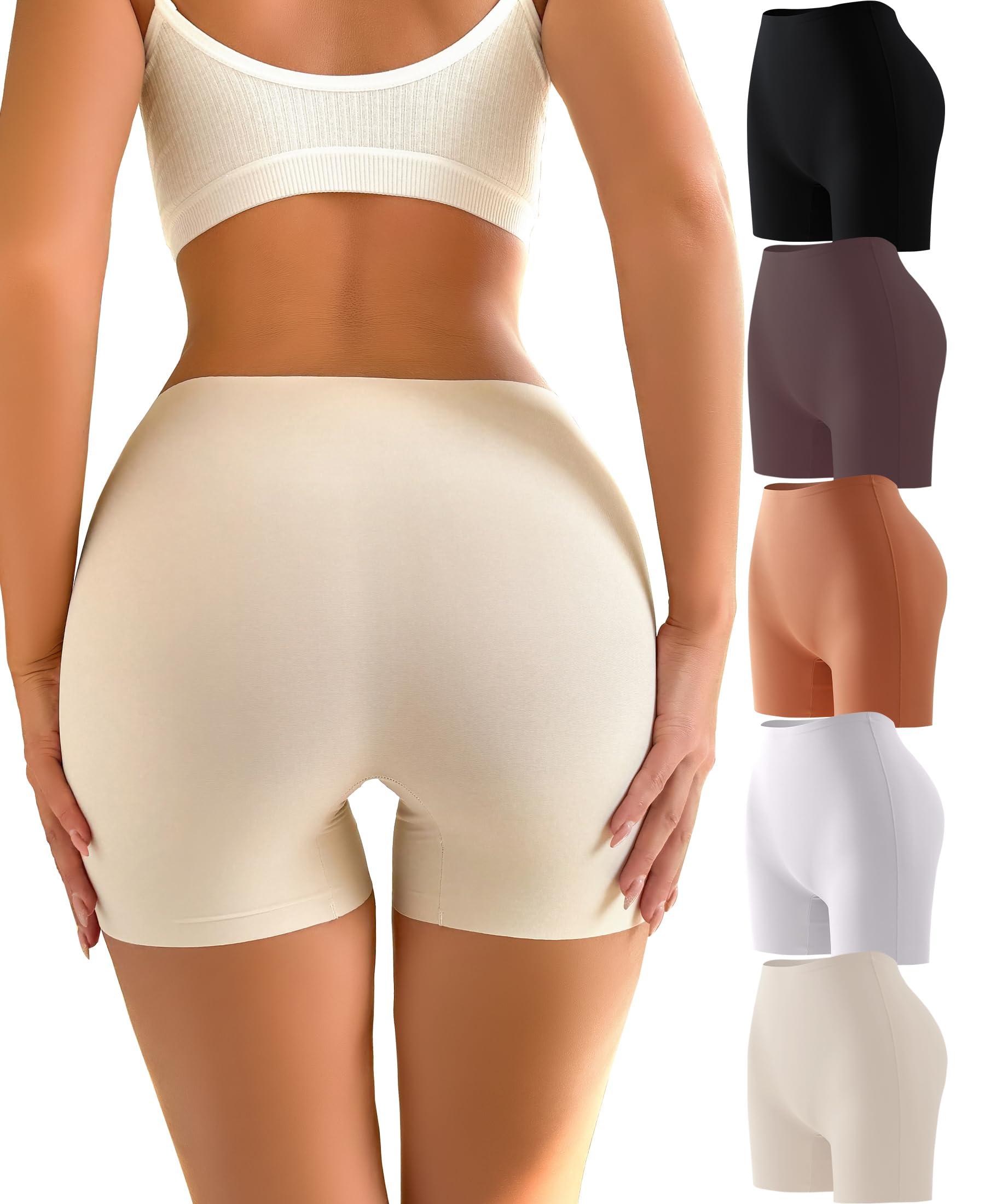Knowyou Seamless Boy Shorts Underwear for Women No Show Womens Boxer Boyshorts Soft Briefs Panties for Ladies 5 Pack